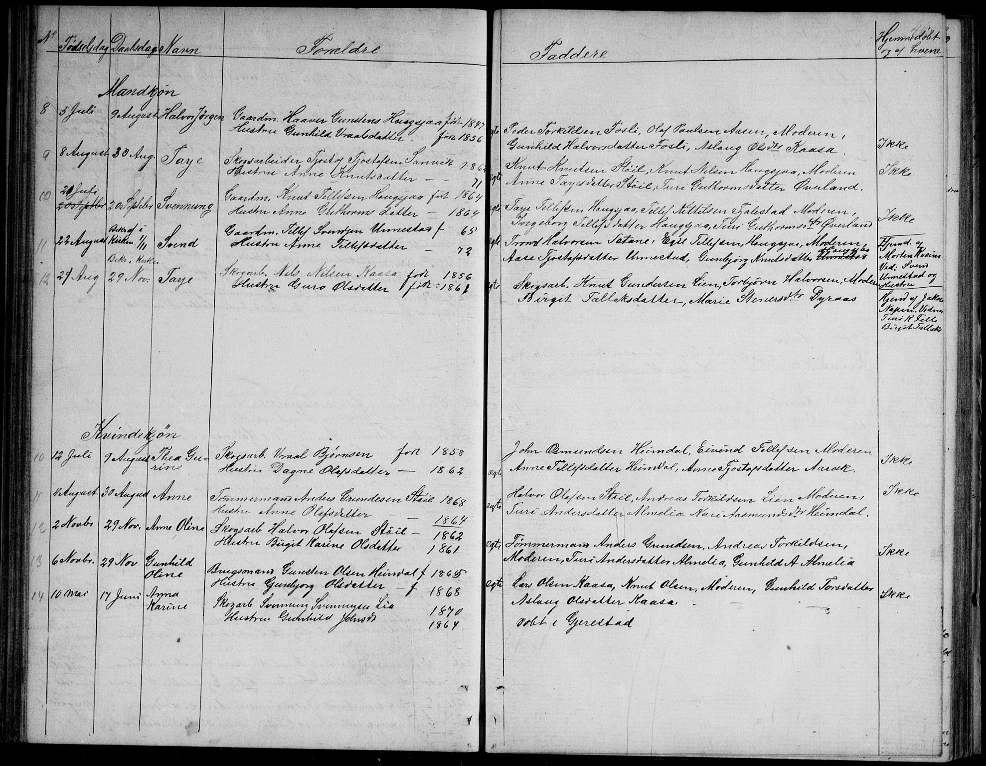 Nissedal kirkebøker, SAKO/A-288/G/Gb/L0002: Parish register (copy) no. II 2, 1863-1892, p. 46