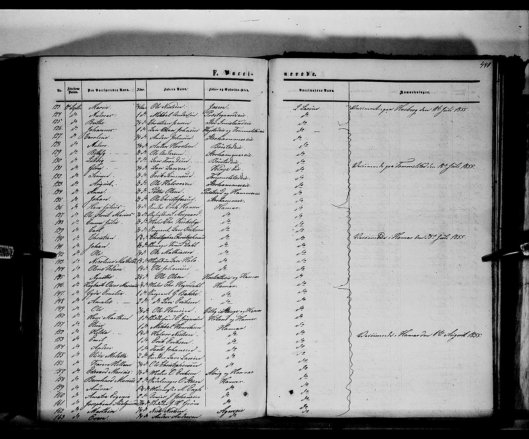 Vang prestekontor, Hedmark, SAH/PREST-008/H/Ha/Haa/L0012: Parish register (official) no. 12, 1855-1870, p. 440