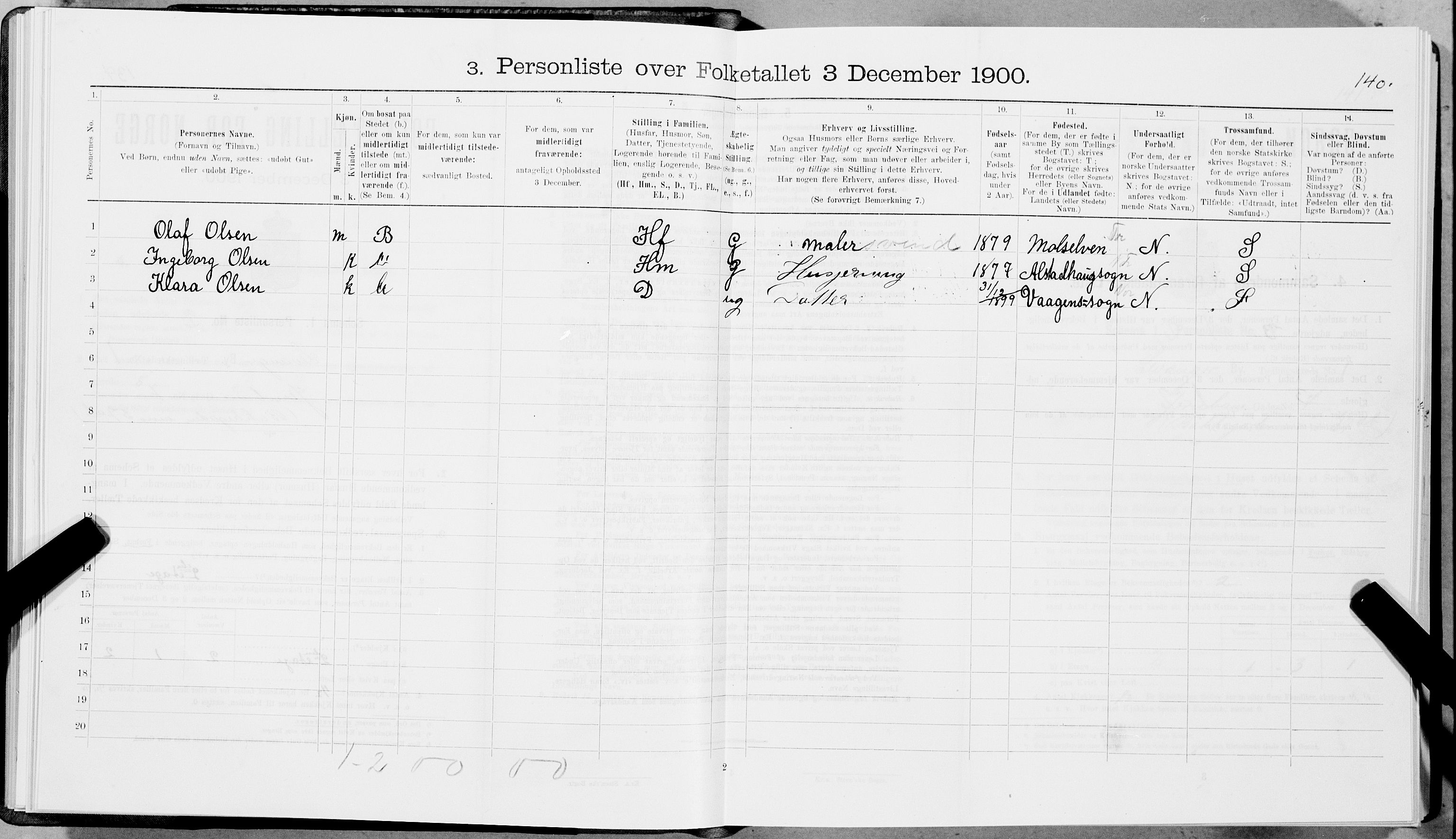 SAT, 1900 census for Levanger, 1900, p. 149