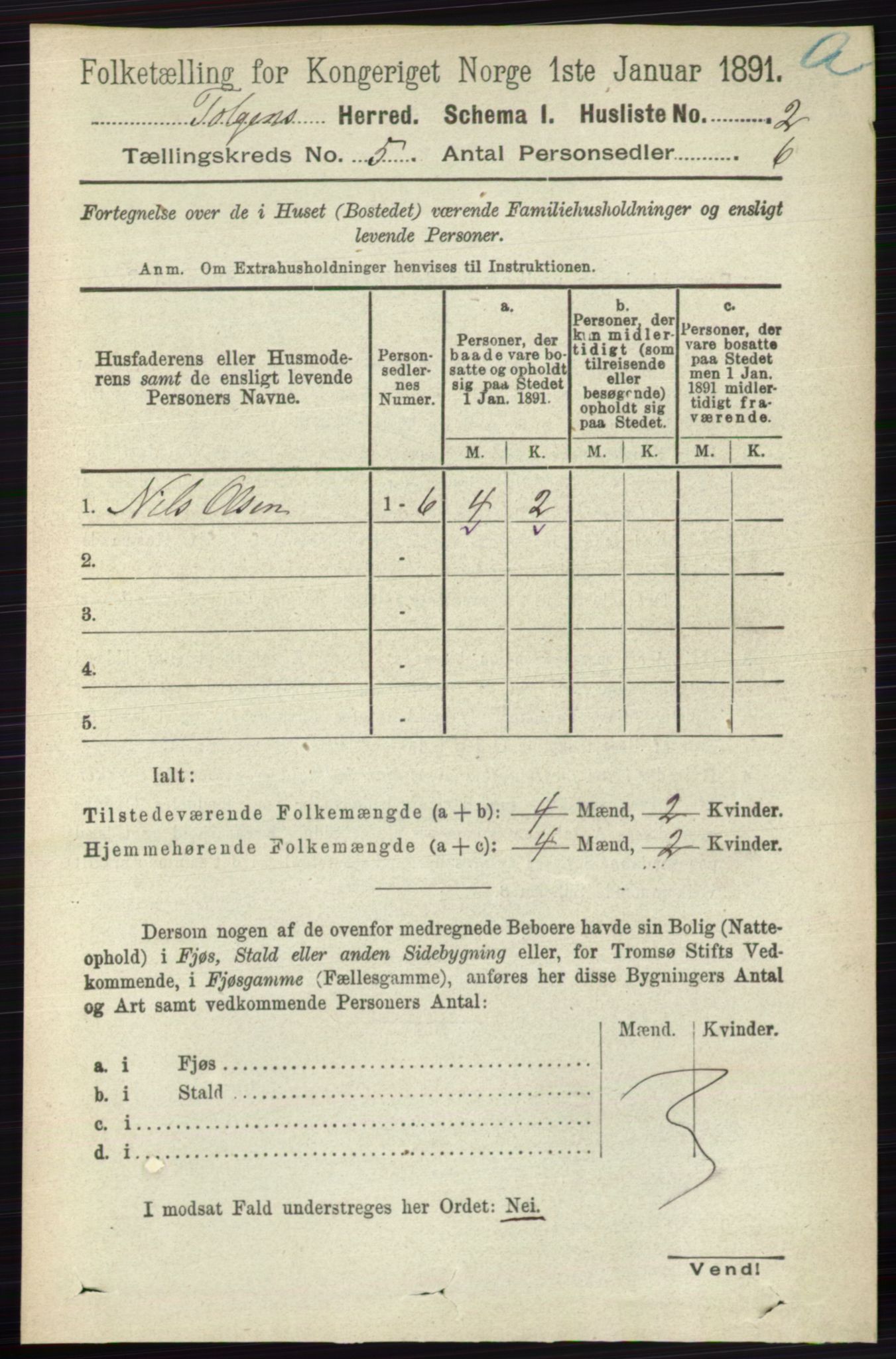 RA, 1891 census for 0436 Tolga, 1891, p. 1246