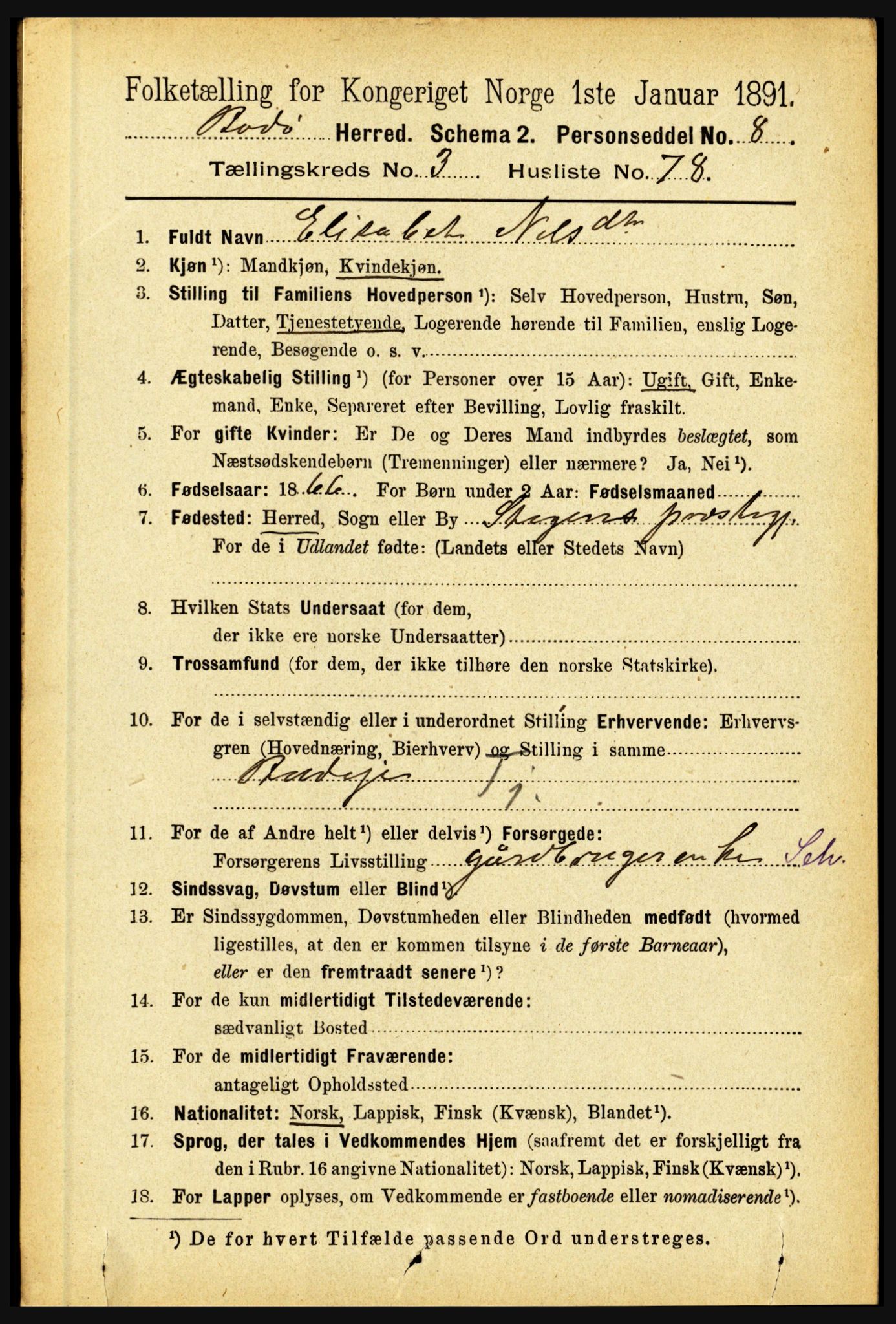 RA, 1891 census for 1843 Bodø, 1891, p. 2115