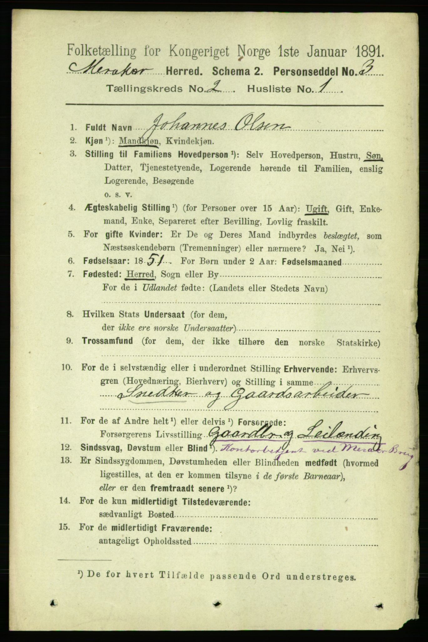 RA, 1891 census for 1711 Meråker, 1891, p. 576