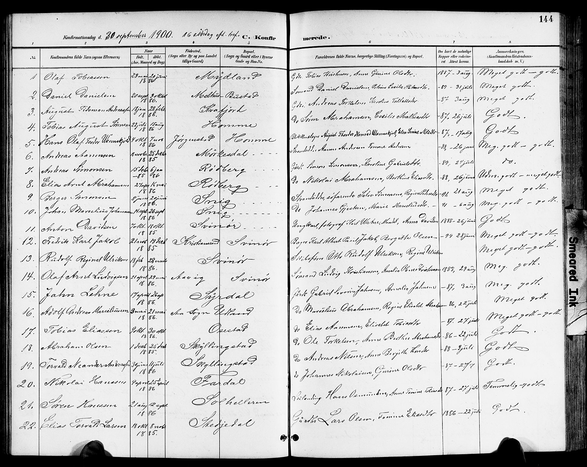 Sør-Audnedal sokneprestkontor, AV/SAK-1111-0039/F/Fb/Fbb/L0006: Parish register (copy) no. B 6, 1893-1915, p. 144