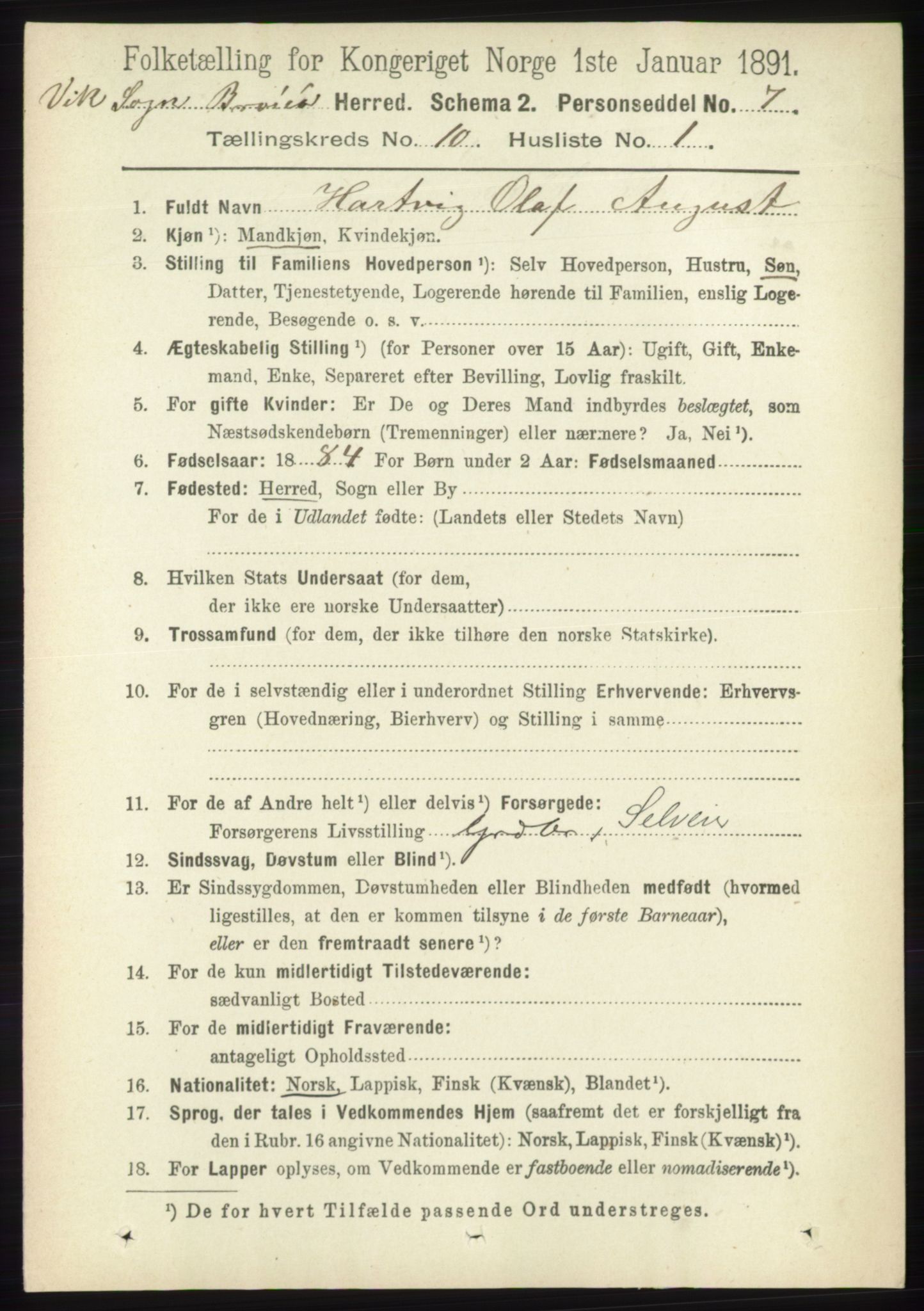 RA, 1891 census for 1814 Brønnøy, 1891, p. 5729