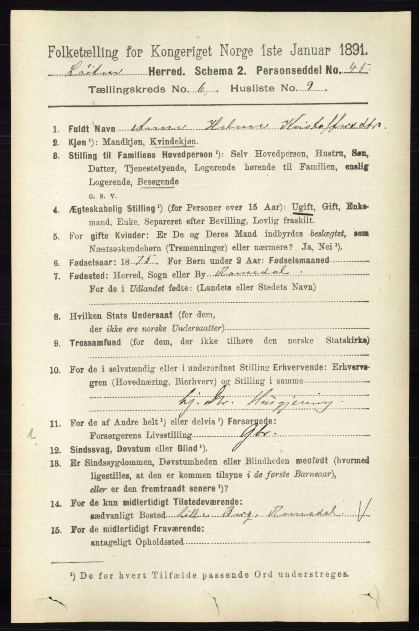 RA, 1891 census for 0415 Løten, 1891, p. 4252