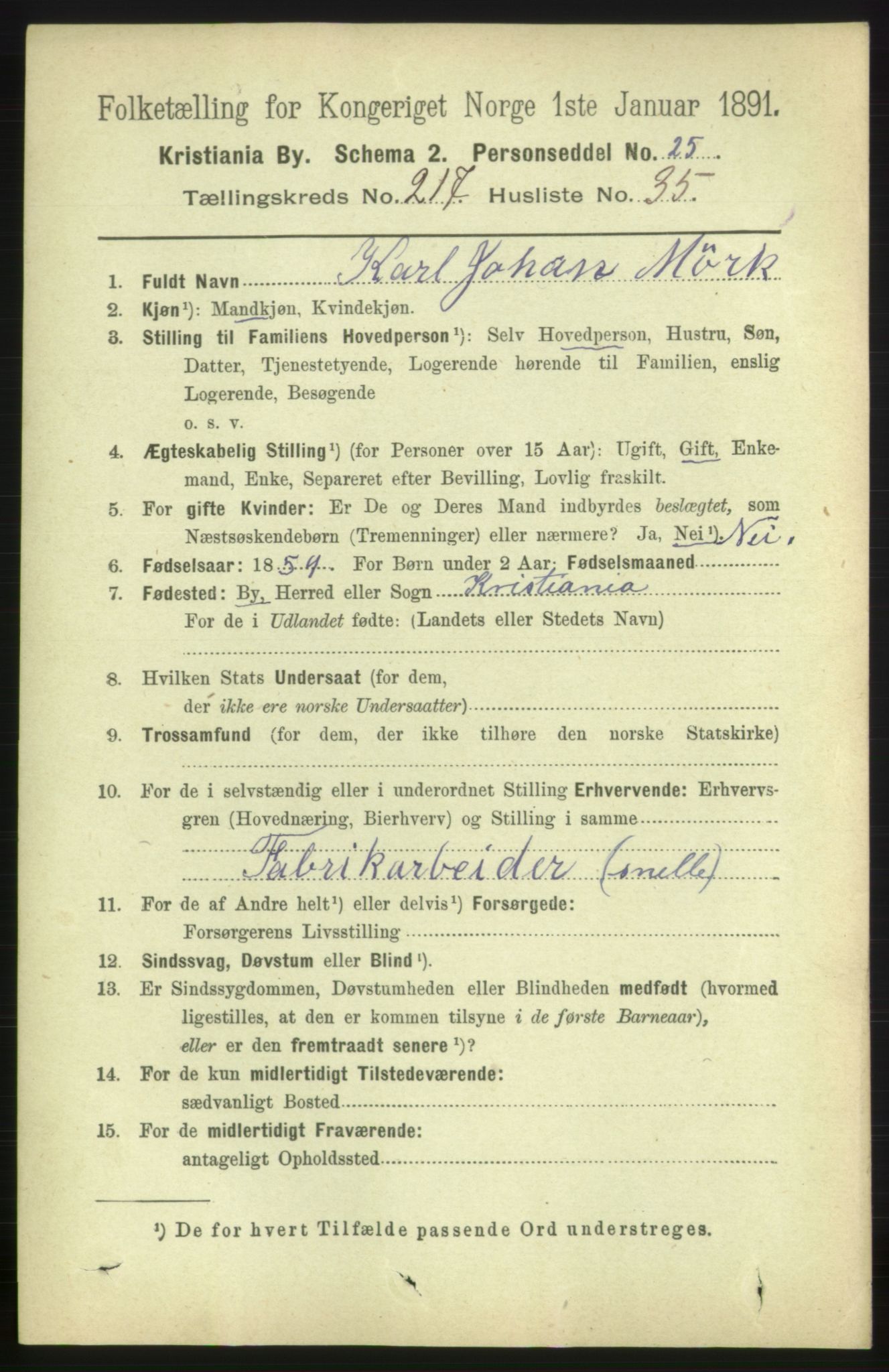 RA, 1891 census for 0301 Kristiania, 1891, p. 129106