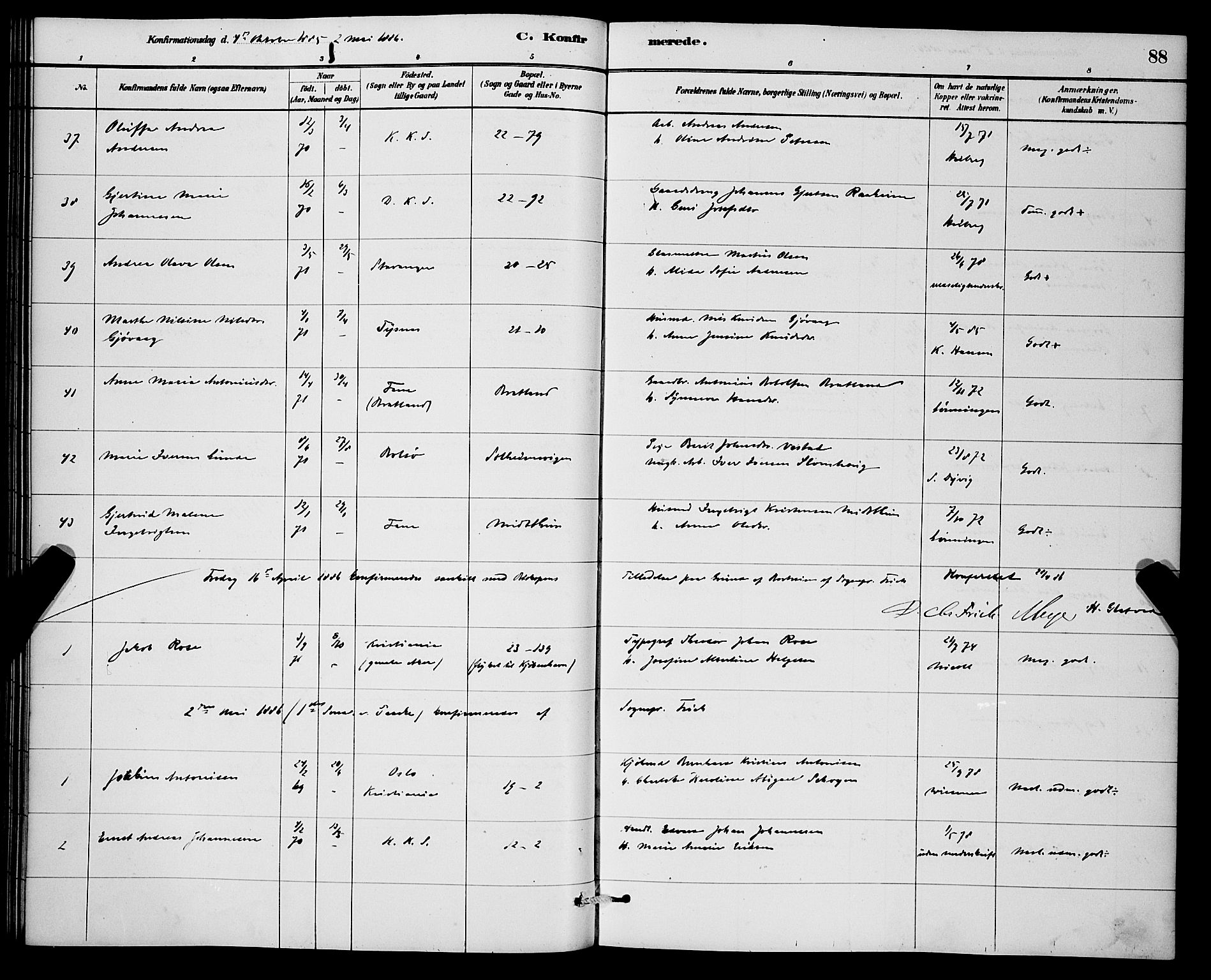 Korskirken sokneprestembete, SAB/A-76101/H/Hab: Parish register (copy) no. C 3, 1880-1892, p. 88