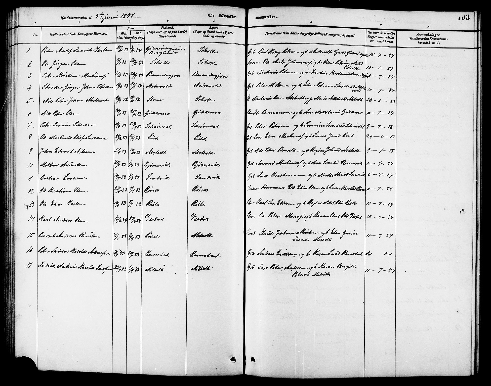 Ministerialprotokoller, klokkerbøker og fødselsregistre - Møre og Romsdal, AV/SAT-A-1454/522/L0327: Parish register (copy) no. 522C06, 1890-1915, p. 103