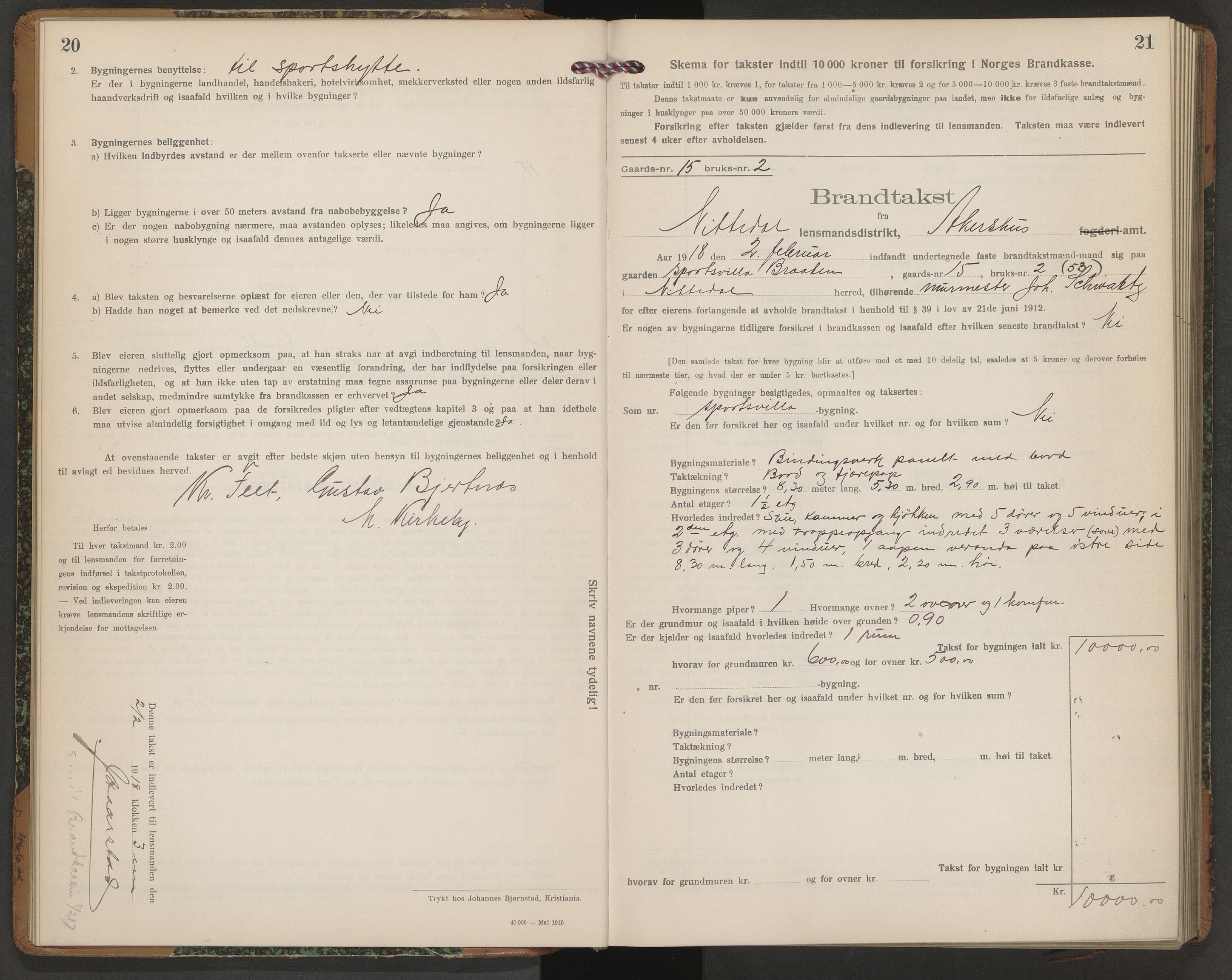 Norges brannkasse, branntakster Nittedal, AV/SAO-A-11394/F/Fb/L0001: Branntakstprotokoll, 1917-1930