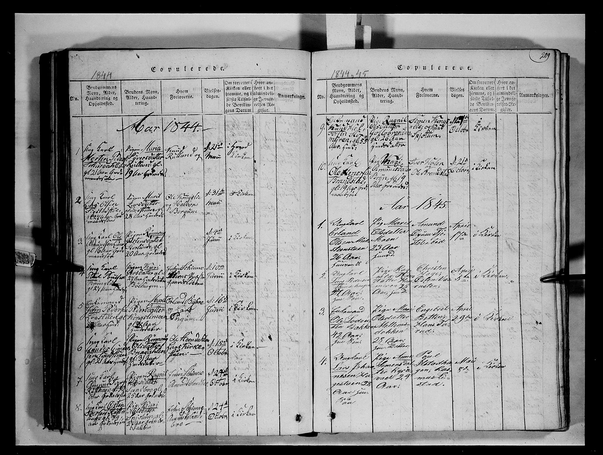 Fron prestekontor, SAH/PREST-078/H/Ha/Hab/L0004: Parish register (copy) no. 4, 1816-1850, p. 209