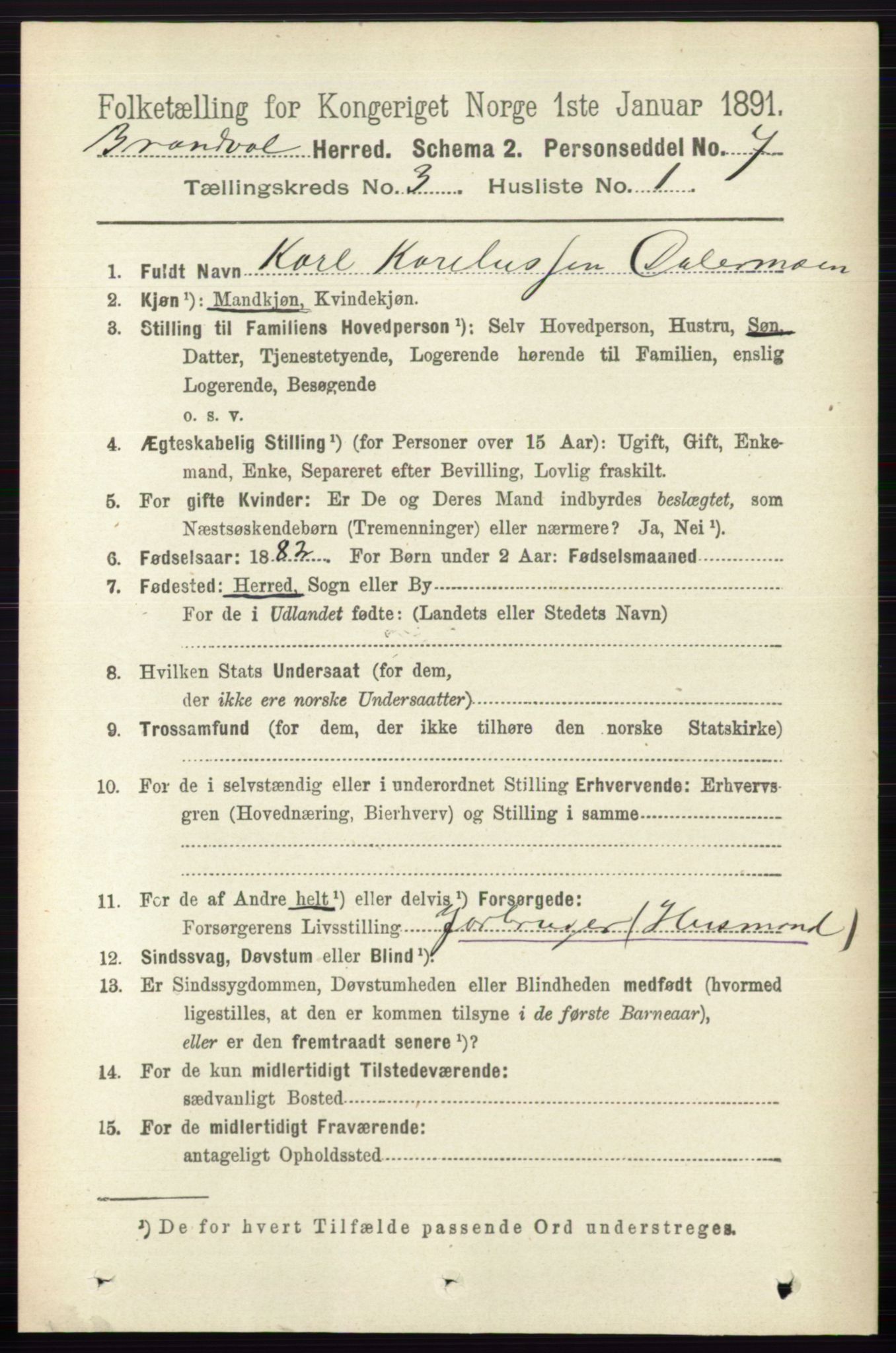 RA, 1891 census for 0422 Brandval, 1891, p. 1239