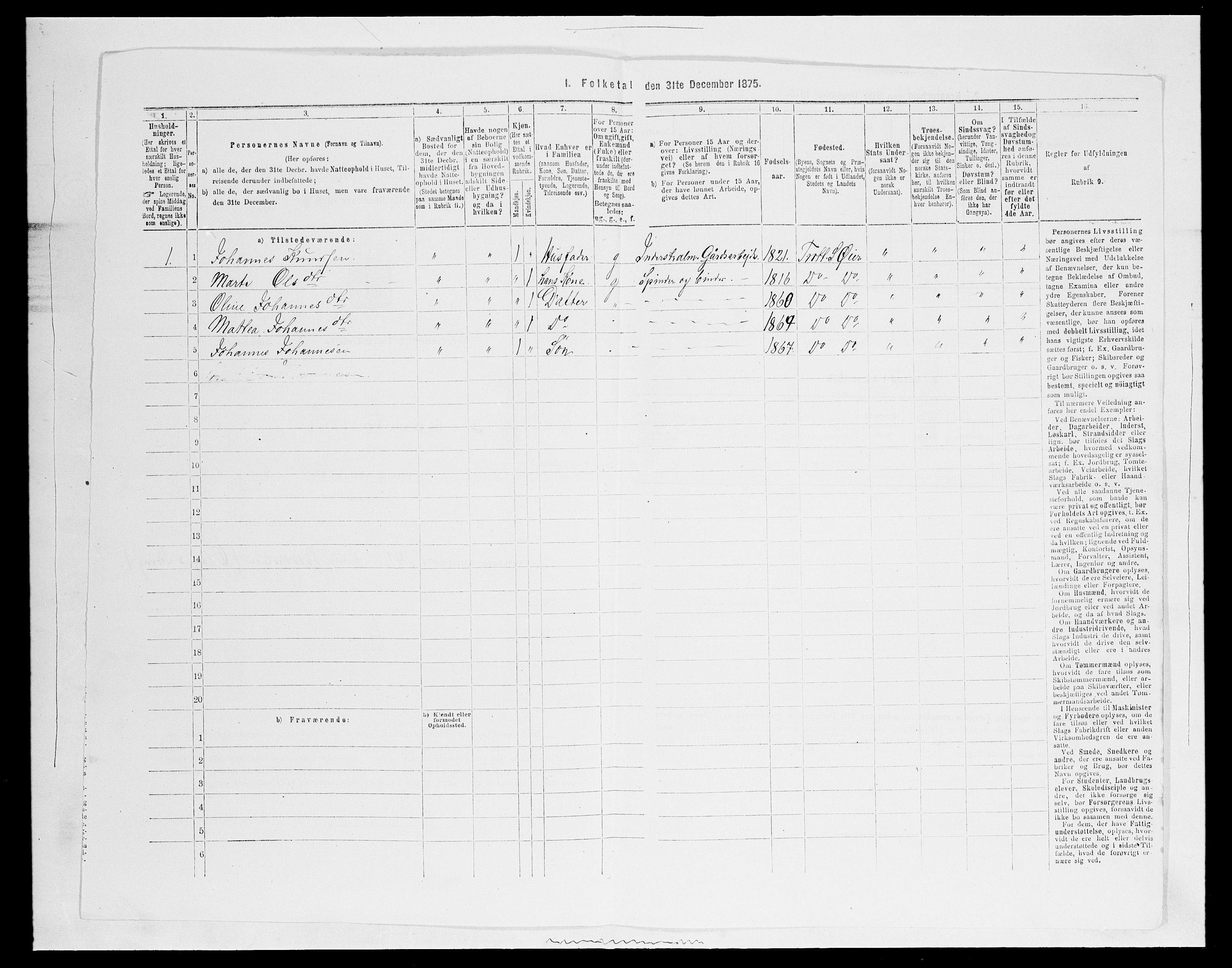SAH, 1875 census for 0521P Øyer, 1875, p. 975