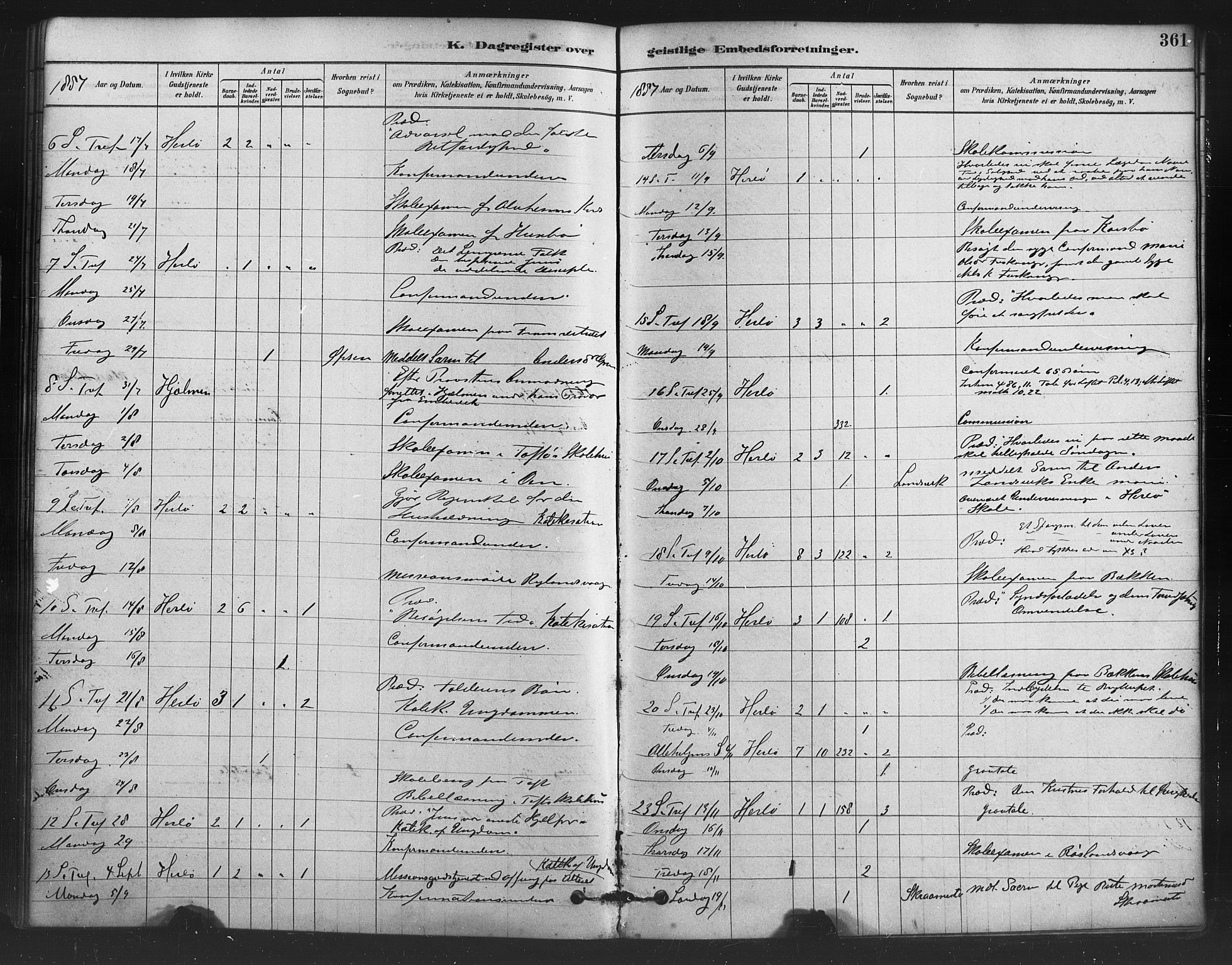 Herdla Sokneprestembete, AV/SAB-A-75701/H/Haa: Parish register (official) no. A 3, 1878-1890, p. 361