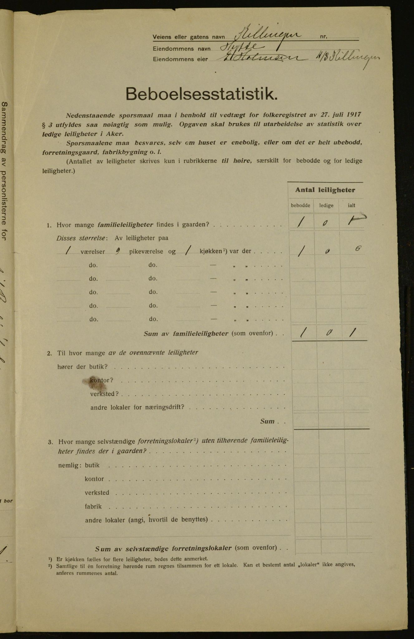 OBA, Municipal Census 1917 for Aker, 1917, p. 5532
