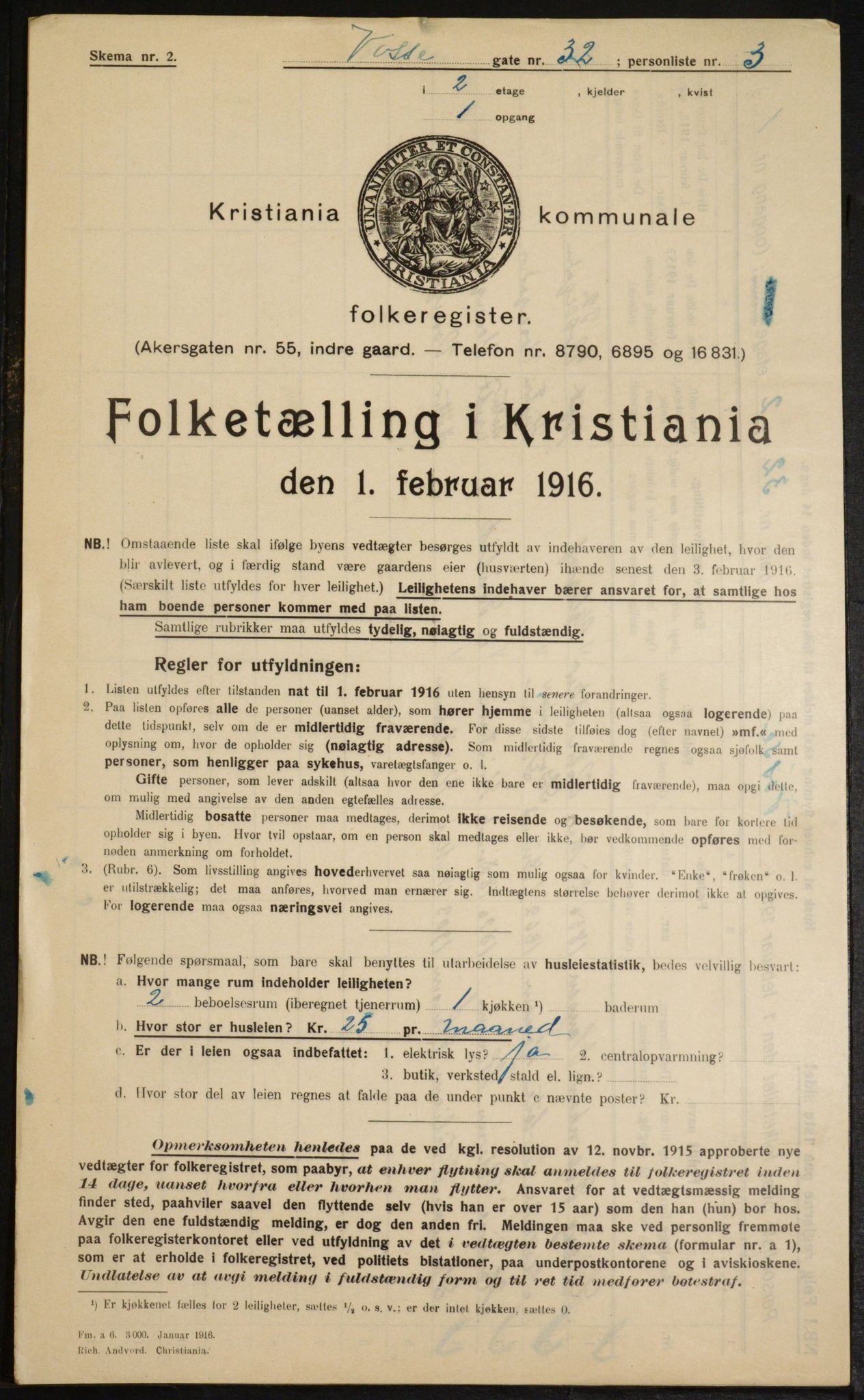 OBA, Municipal Census 1916 for Kristiania, 1916, p. 129194