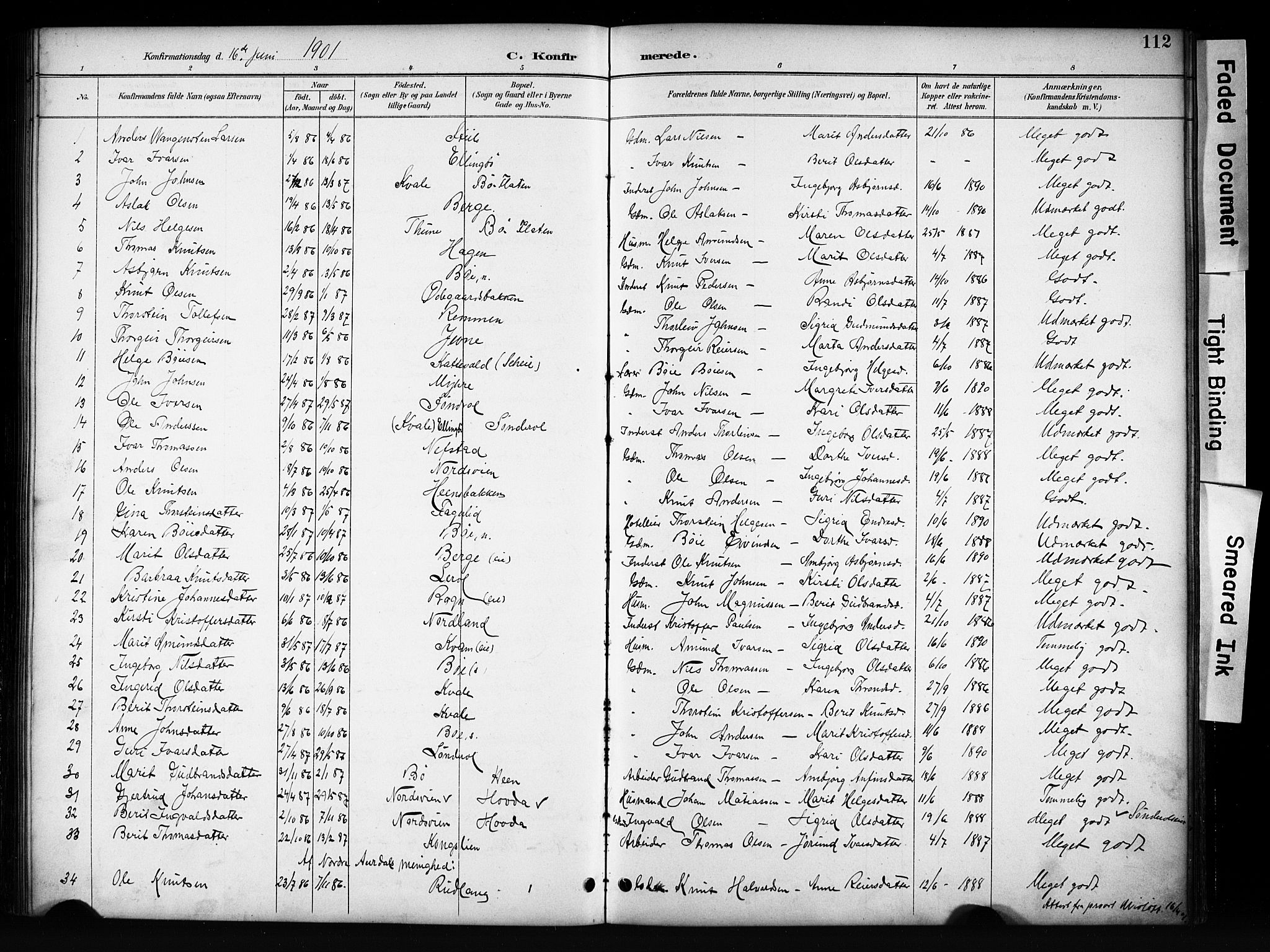 Vang prestekontor, Valdres, SAH/PREST-140/H/Hb/L0006: Parish register (copy) no. 6, 1893-1918, p. 112