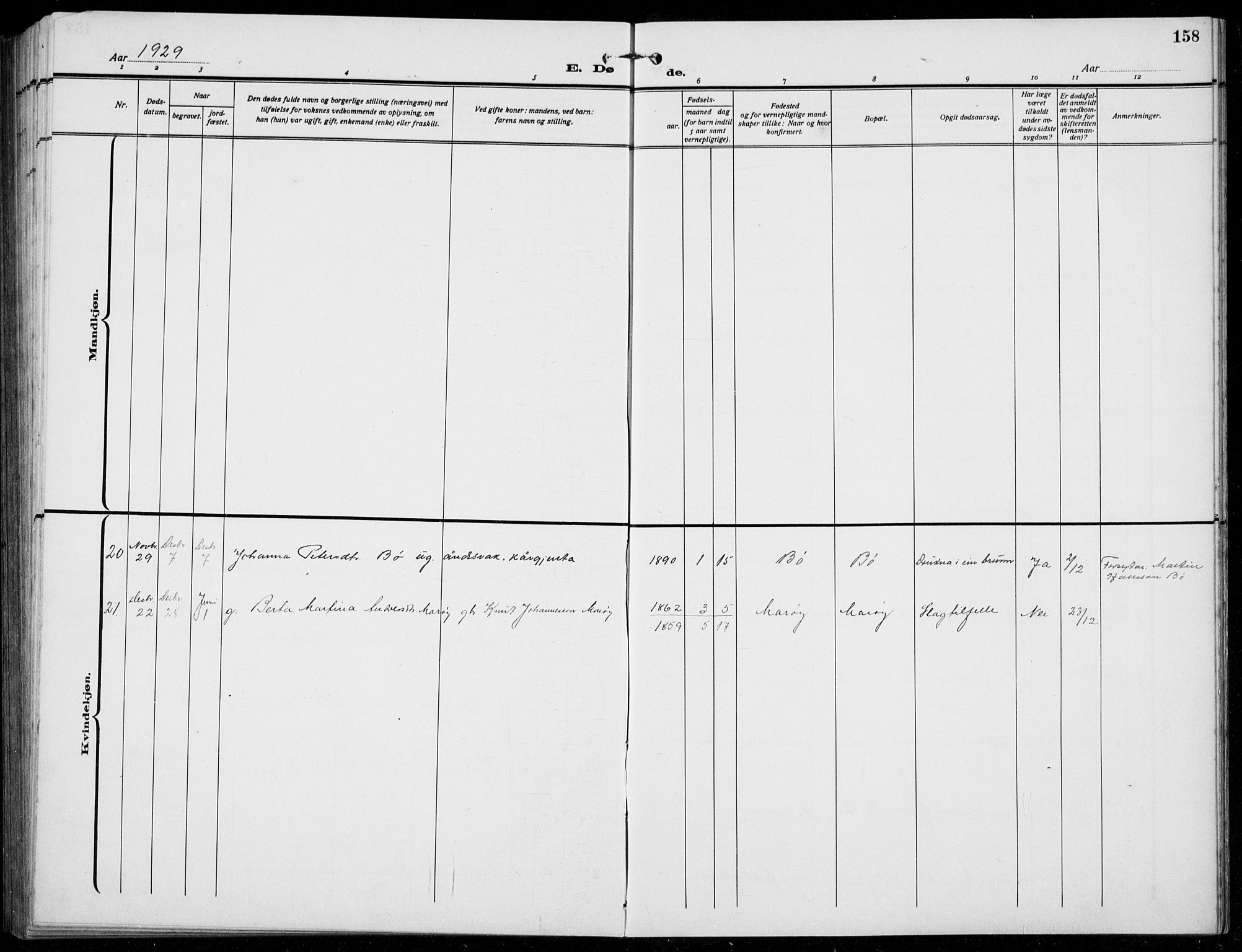 Manger sokneprestembete, SAB/A-76801/H/Hab: Parish register (copy) no. B  5, 1922-1938, p. 158