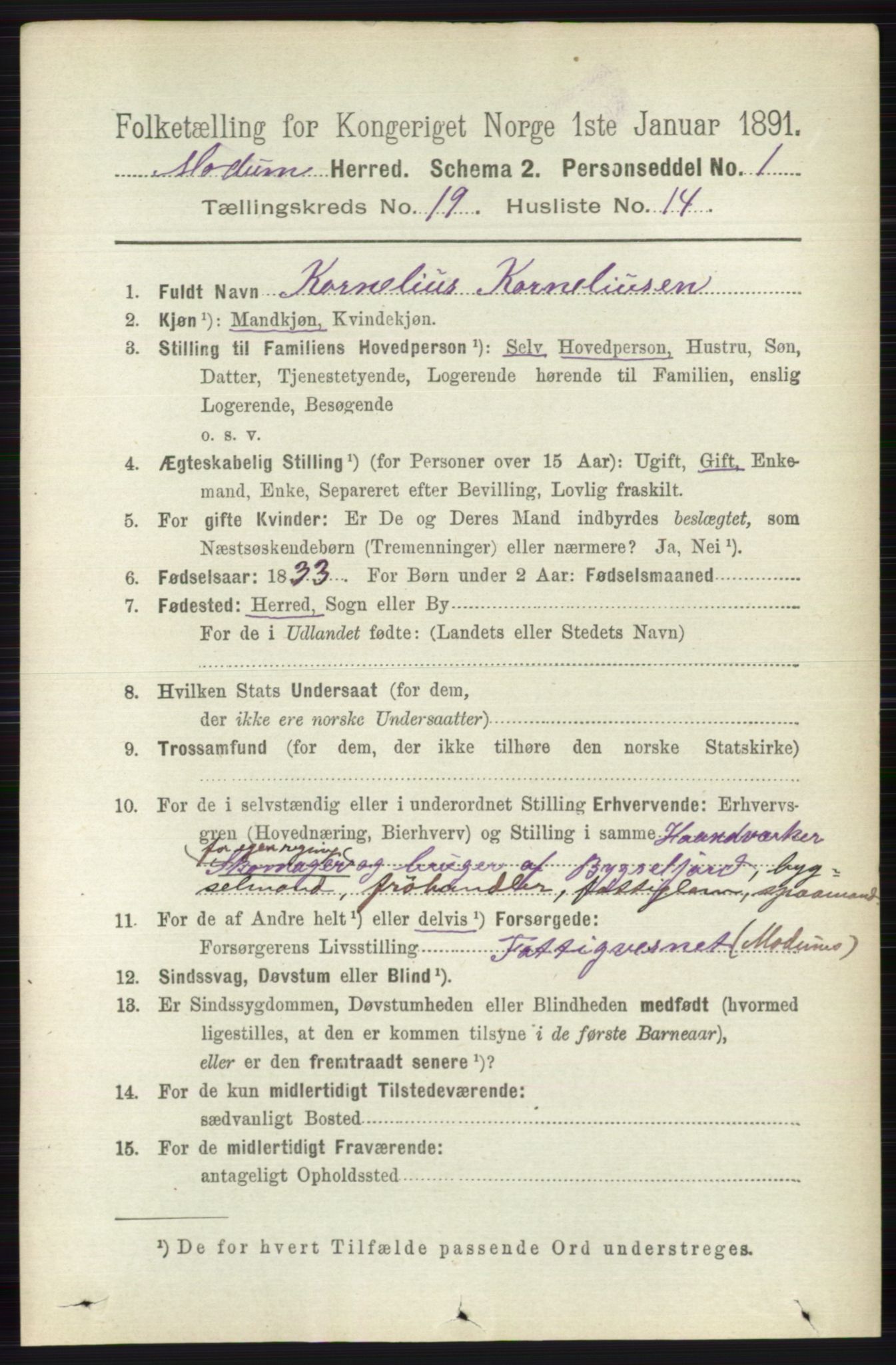 RA, 1891 census for 0623 Modum, 1891, p. 7674