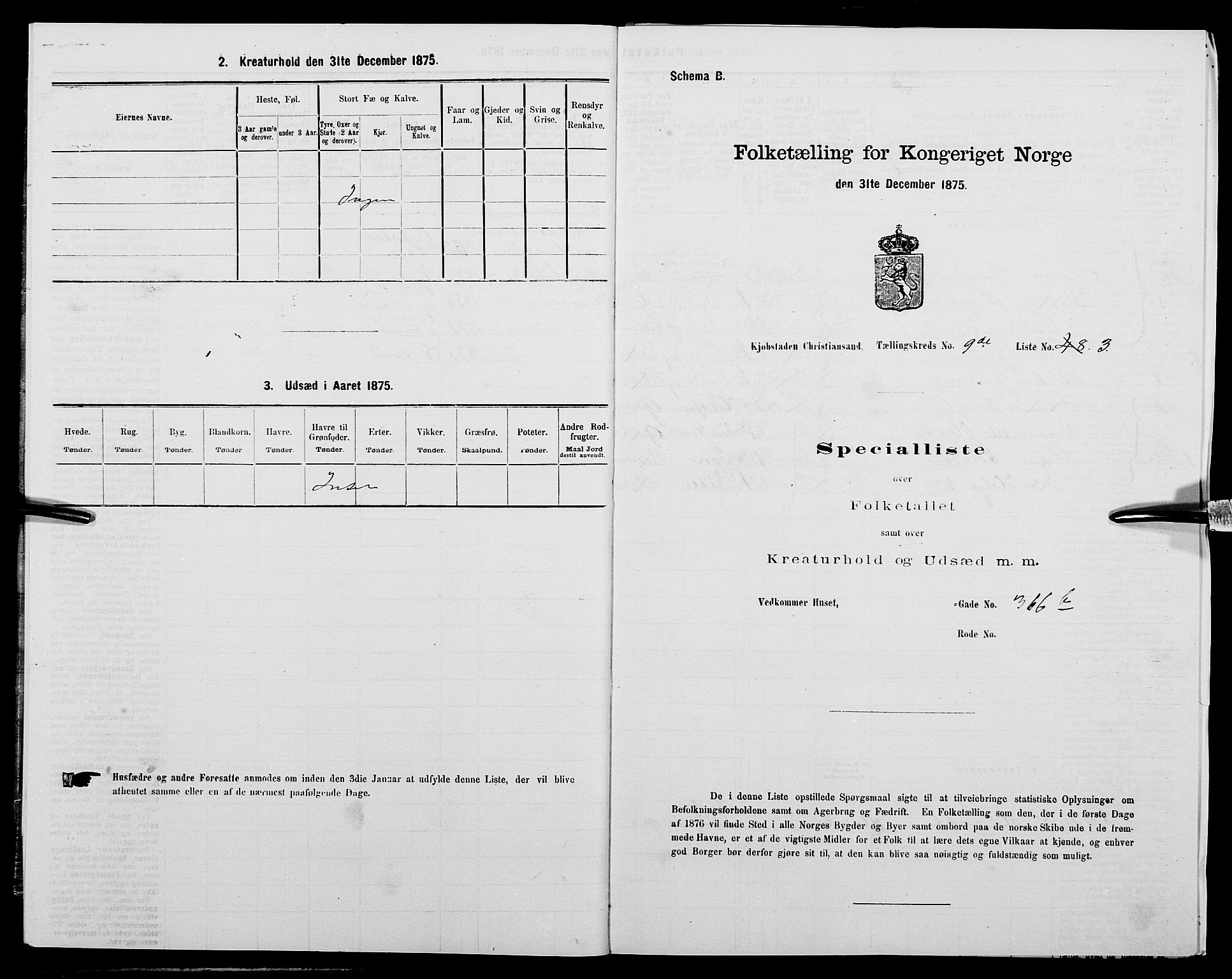 SAK, 1875 census for 1001P Kristiansand, 1875, p. 1472