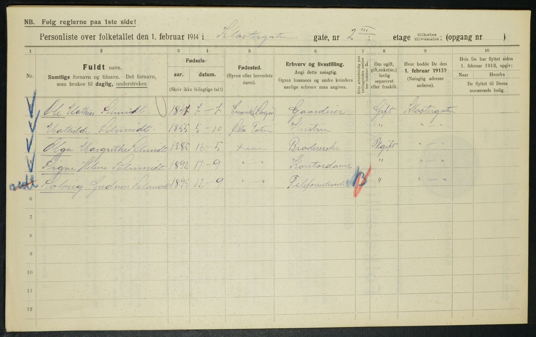 OBA, Municipal Census 1914 for Kristiania, 1914, p. 52021