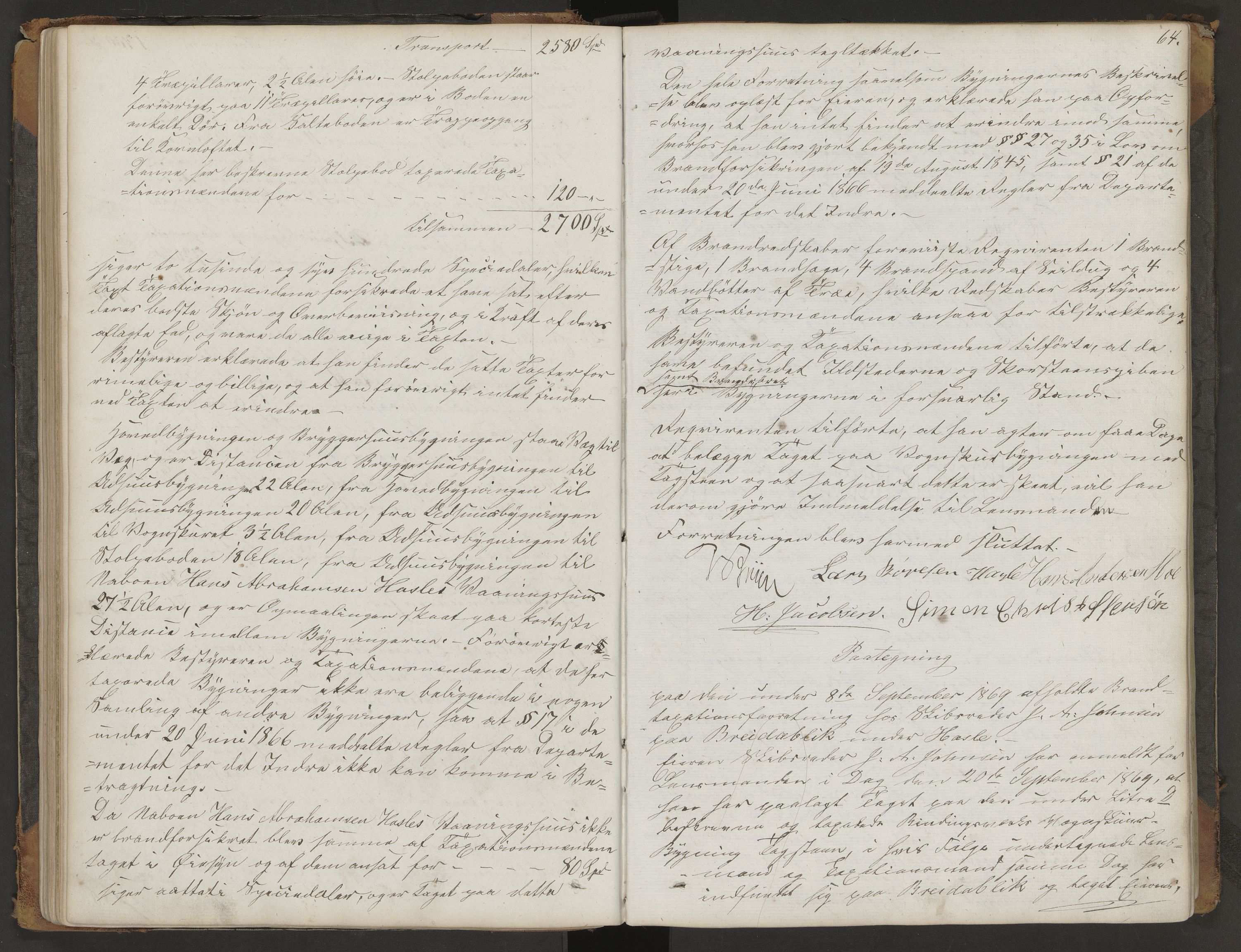 Sandar lensmannskontor, AV/SAKO-A-545/Y/Yc/Yca/L0002: Branntakstprotokoll, 1868-1881, p. 64
