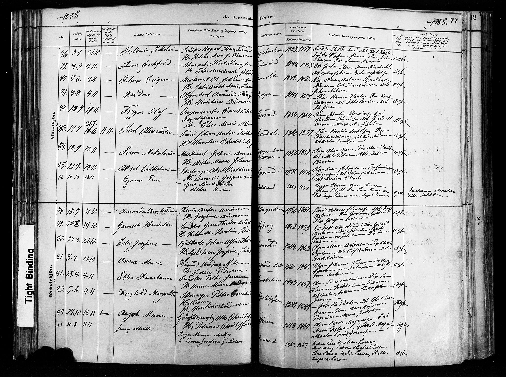 Østre Aker prestekontor Kirkebøker, AV/SAO-A-10840/F/Fa/L0008: Parish register (official) no. I 8, 1883-1894, p. 77