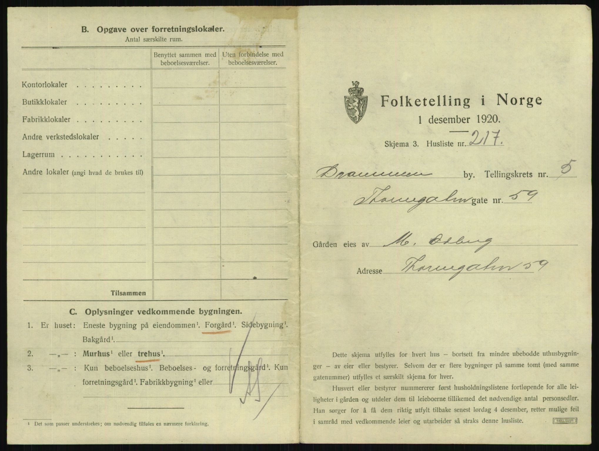 SAKO, 1920 census for Drammen, 1920, p. 2646