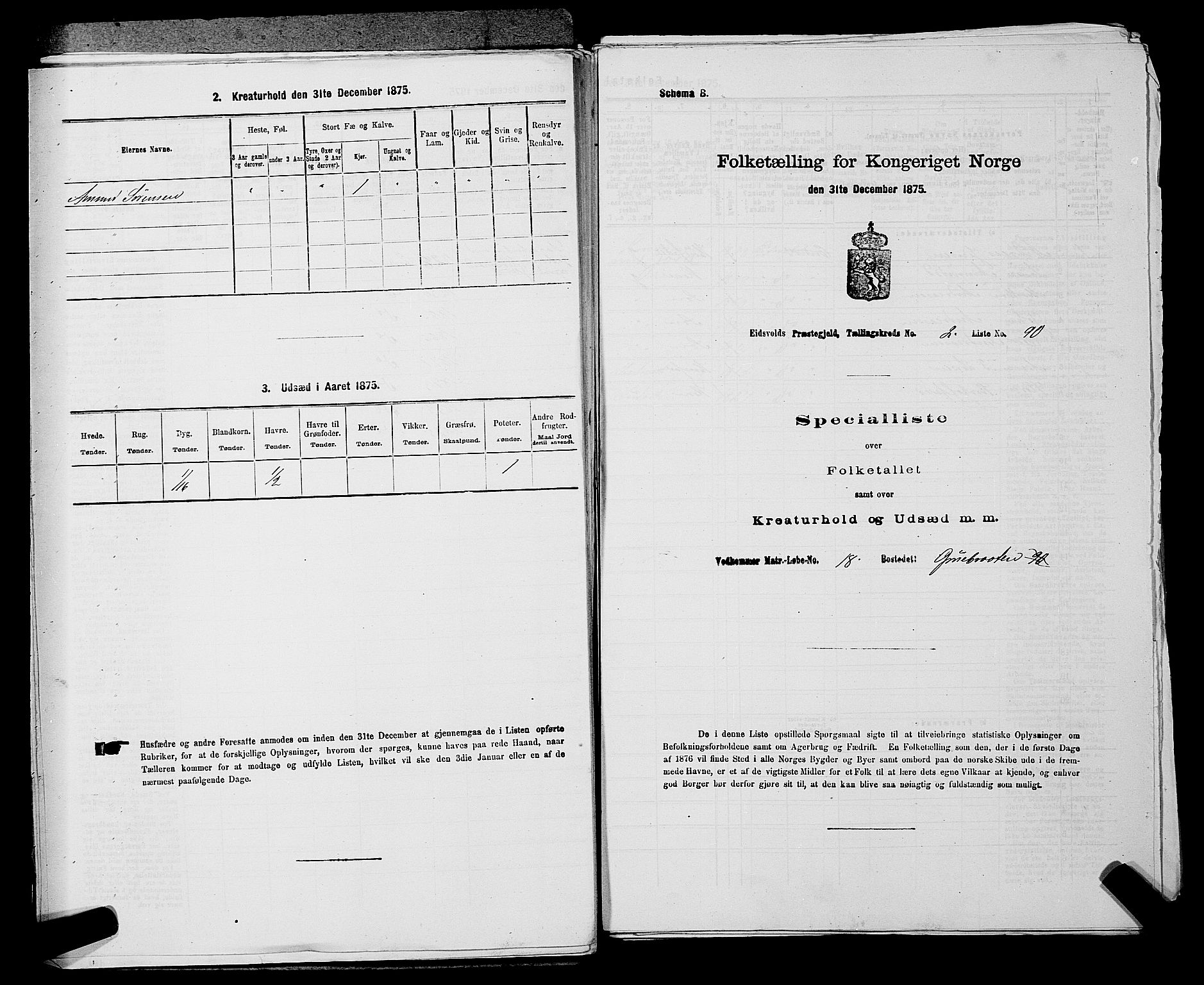 RA, 1875 census for 0237P Eidsvoll, 1875, p. 210