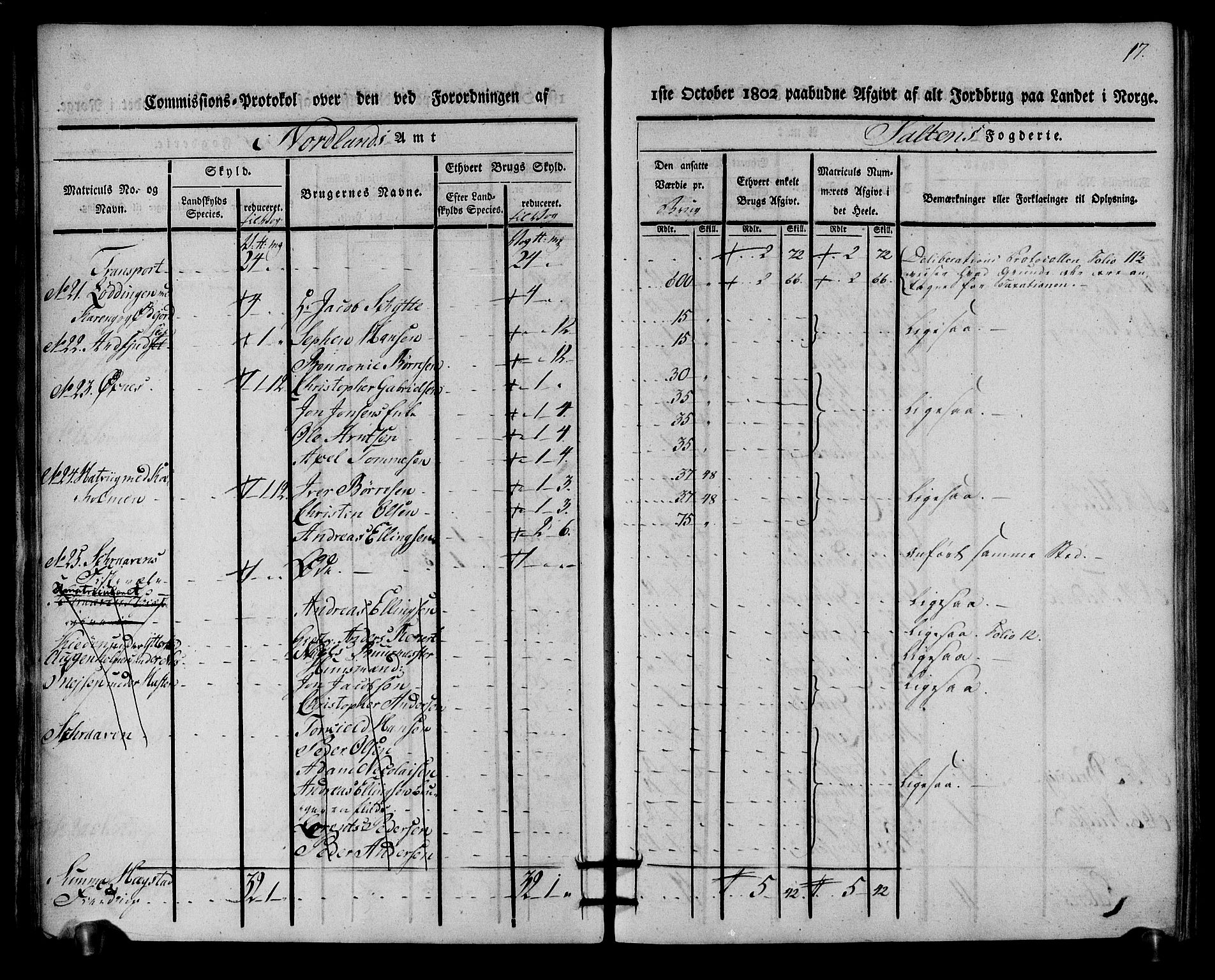 Rentekammeret inntil 1814, Realistisk ordnet avdeling, RA/EA-4070/N/Ne/Nea/L0160: Salten fogderi. Kommisjonsprotokoll, 1803, p. 16