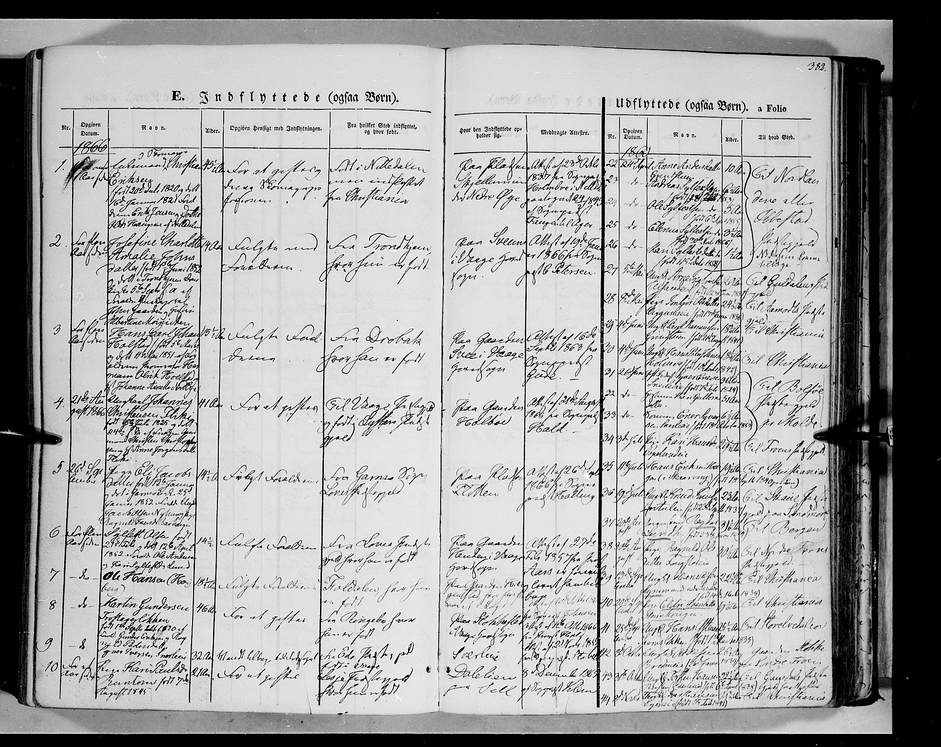 Vågå prestekontor, SAH/PREST-076/H/Ha/Haa/L0006: Parish register (official) no. 6 /1, 1856-1872, p. 382