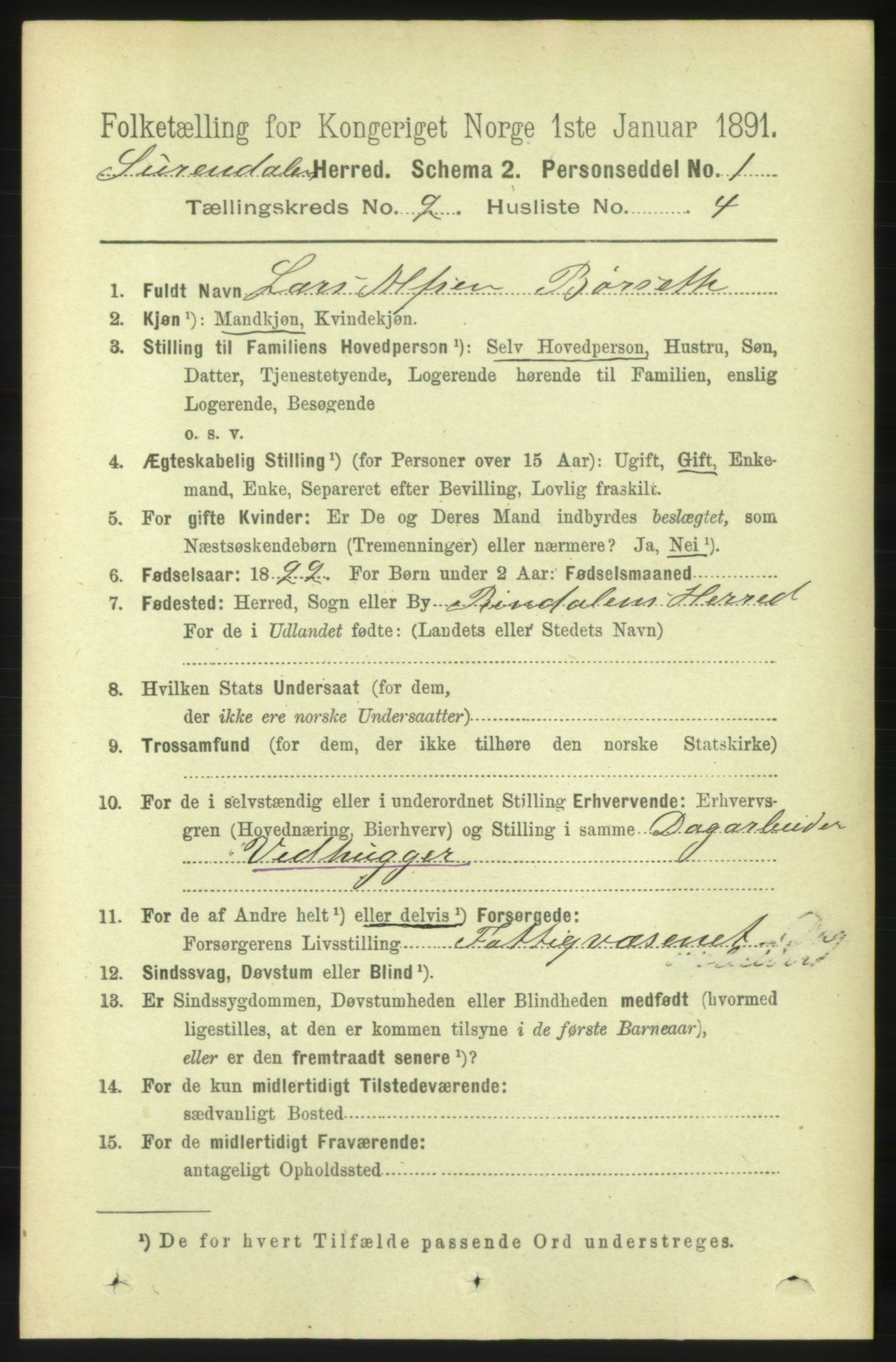 RA, 1891 census for 1566 Surnadal, 1891, p. 525