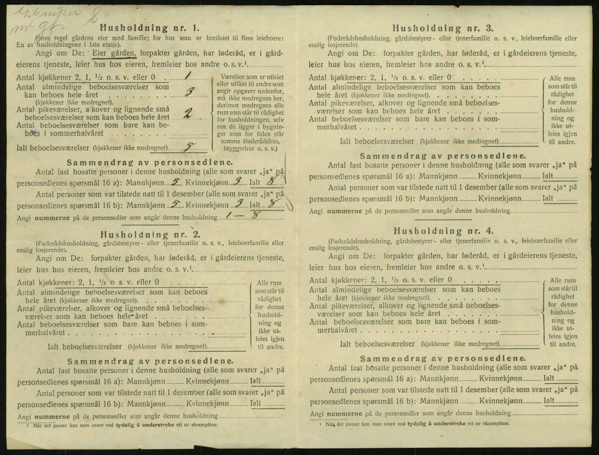 SAK, 1920 census for Vegusdal, 1920, p. 324