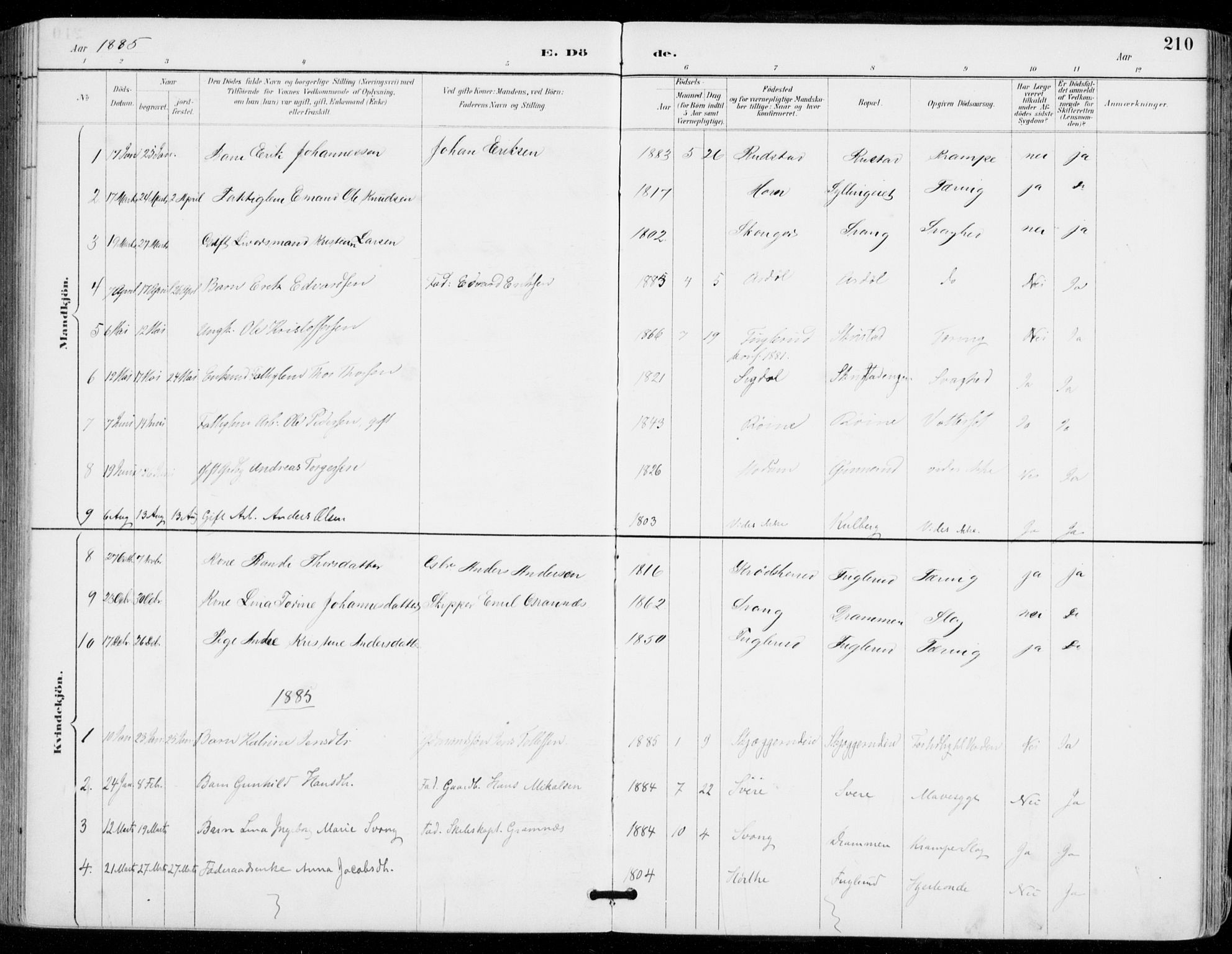 Sylling kirkebøker, SAKO/A-247/F/Fa/L0001: Parish register (official) no. 1, 1883-1910, p. 210