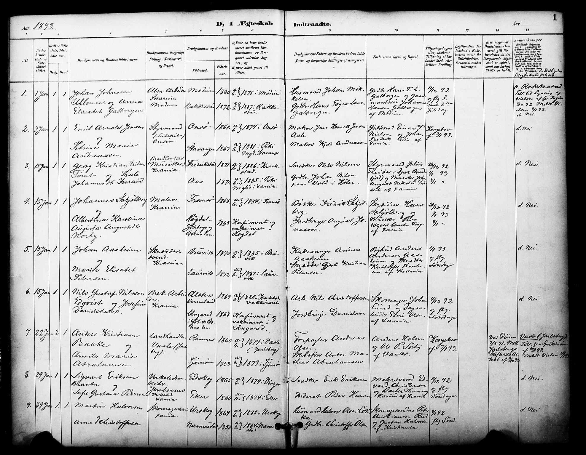Johannes prestekontor Kirkebøker, AV/SAO-A-10852/F/Fa/L0006: Parish register (official) no. 6, 1893-1906, p. 1