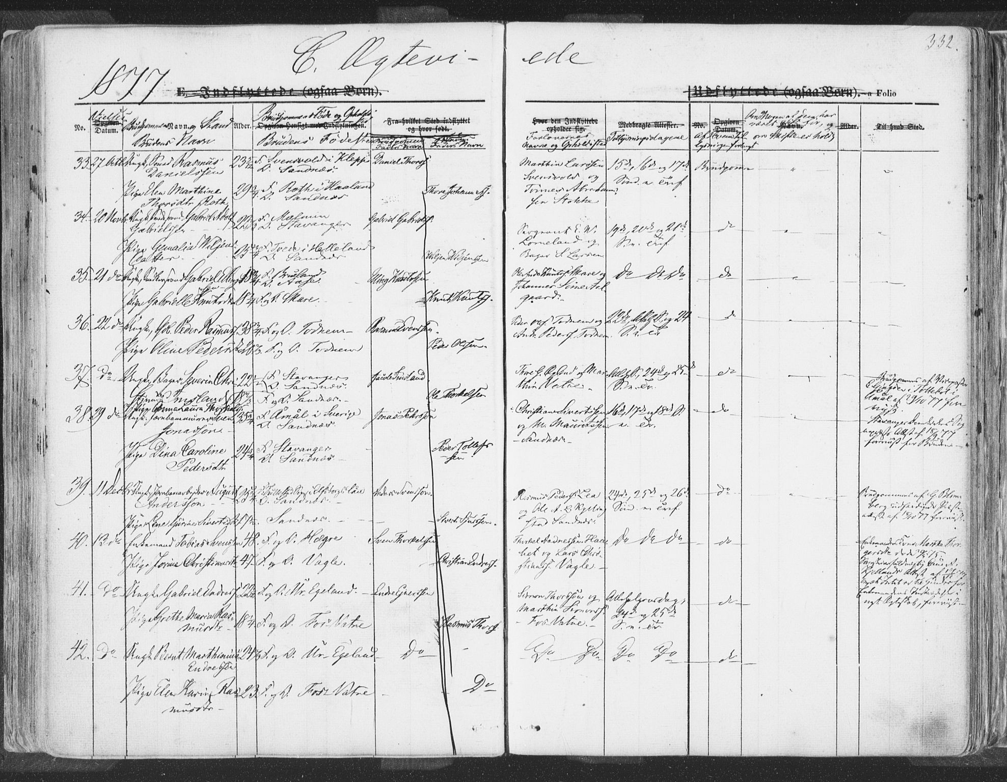 Høyland sokneprestkontor, SAST/A-101799/001/30BA/L0009: Parish register (official) no. A 9.2, 1857-1877, p. 332