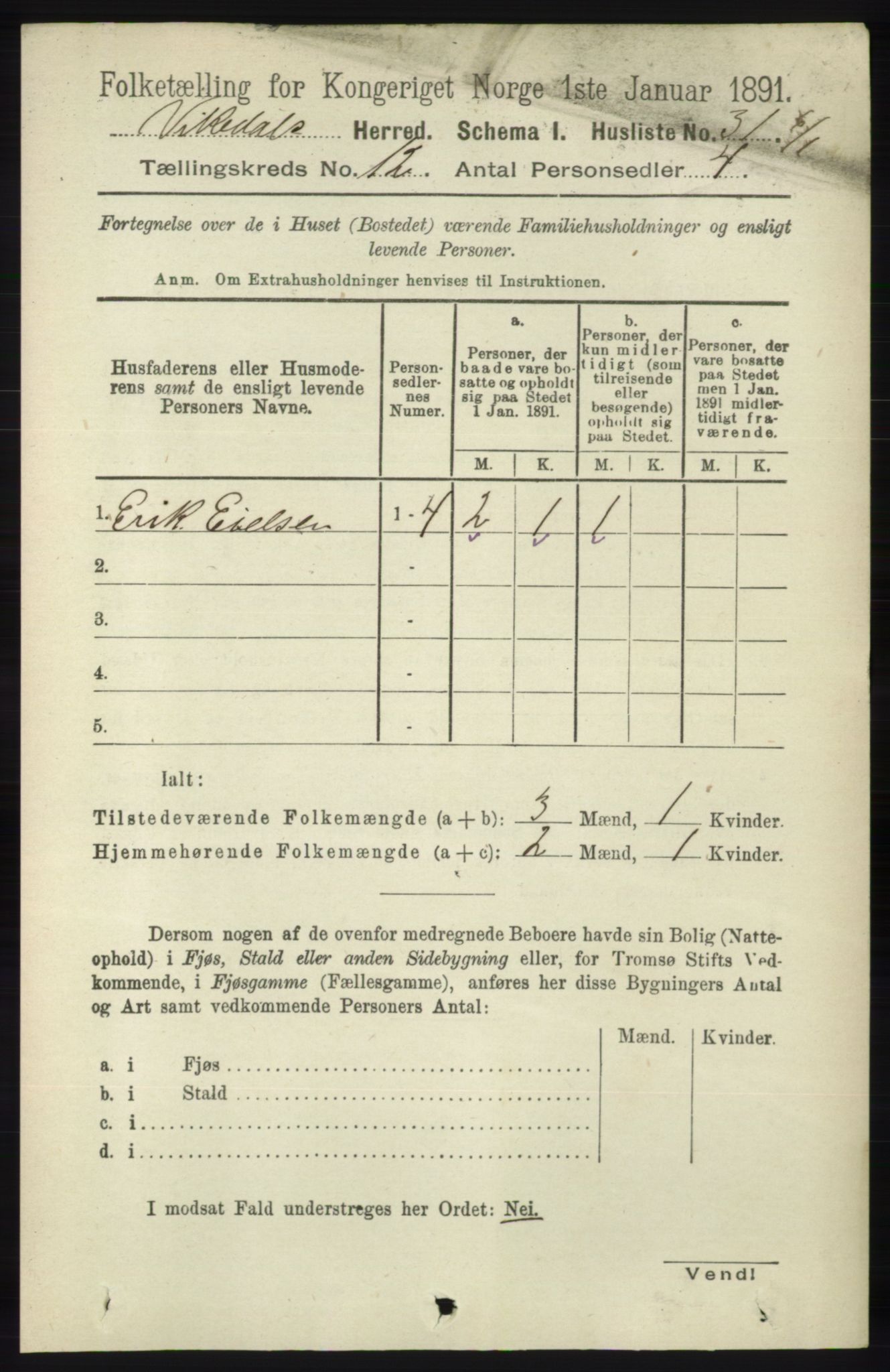 RA, 1891 census for 1157 Vikedal, 1891, p. 3178