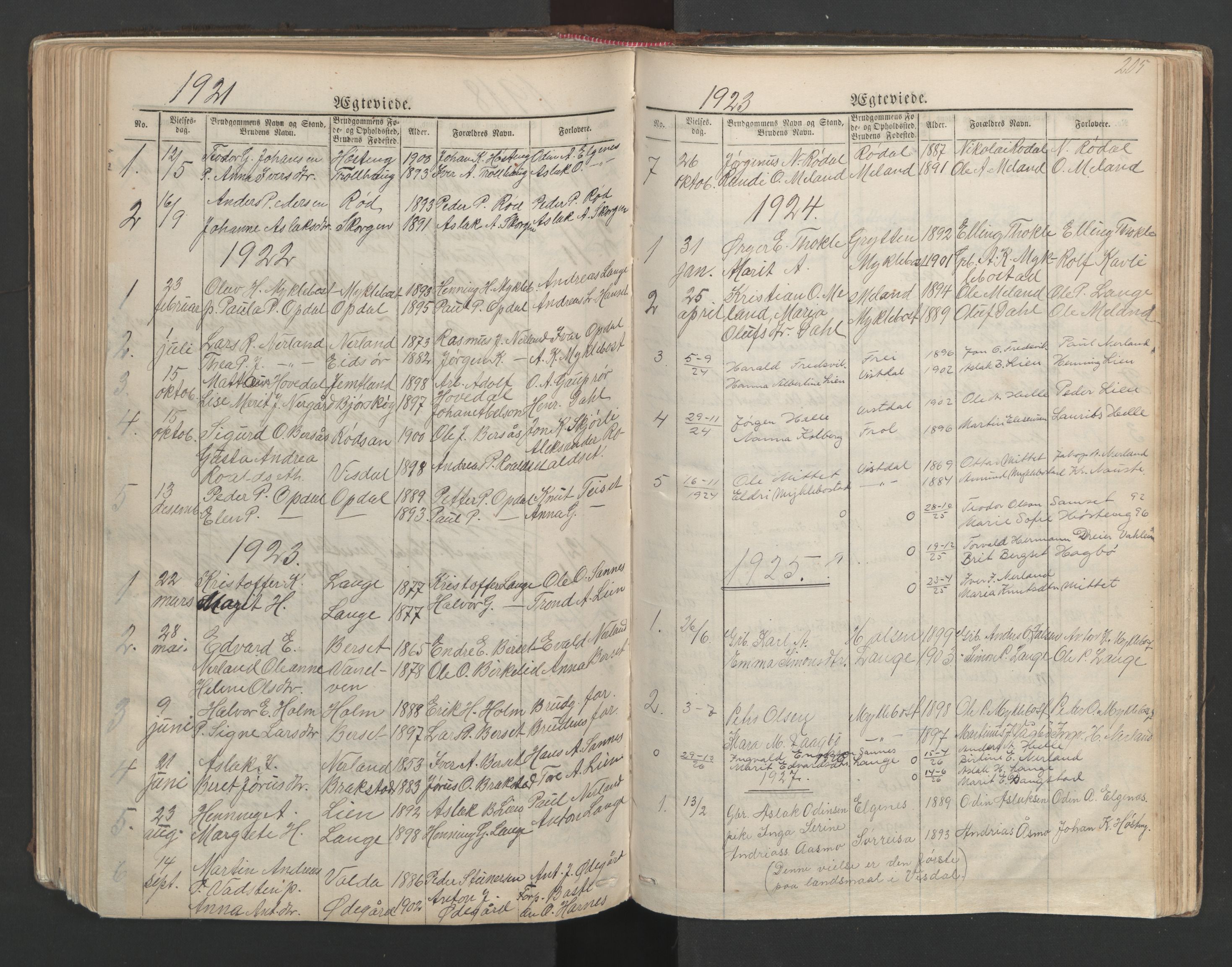 Ministerialprotokoller, klokkerbøker og fødselsregistre - Møre og Romsdal, AV/SAT-A-1454/554/L0645: Parish register (copy) no. 554C02, 1867-1946, p. 205