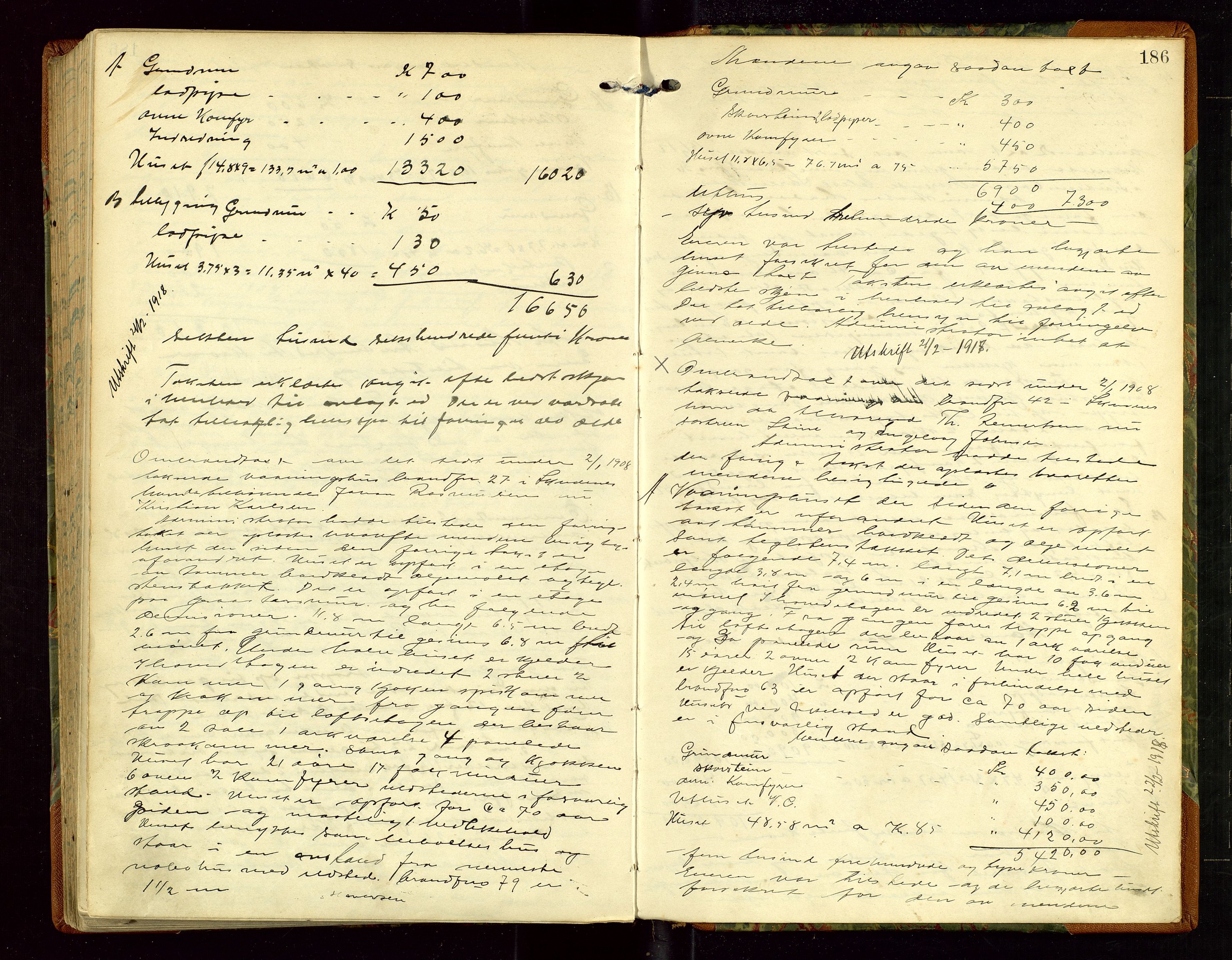 Skudenes lensmannskontor, AV/SAST-A-100444/Goa/L0004: Branntakstprotokoll, 1903-1917, p. 185b-186a