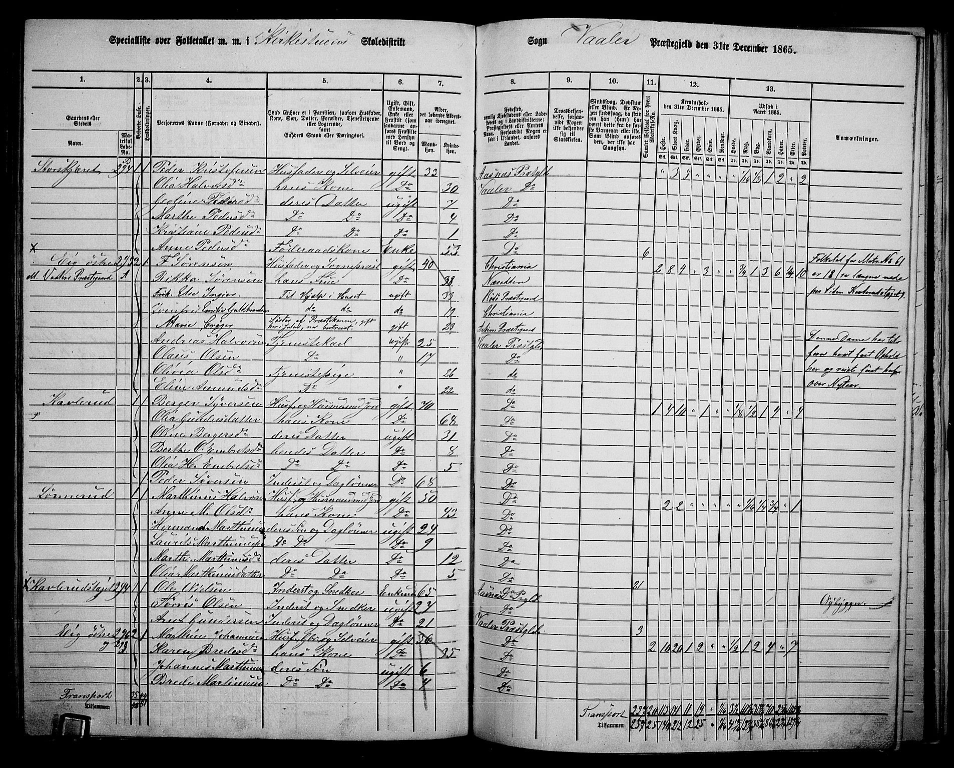 RA, 1865 census for Våler, 1865, p. 140