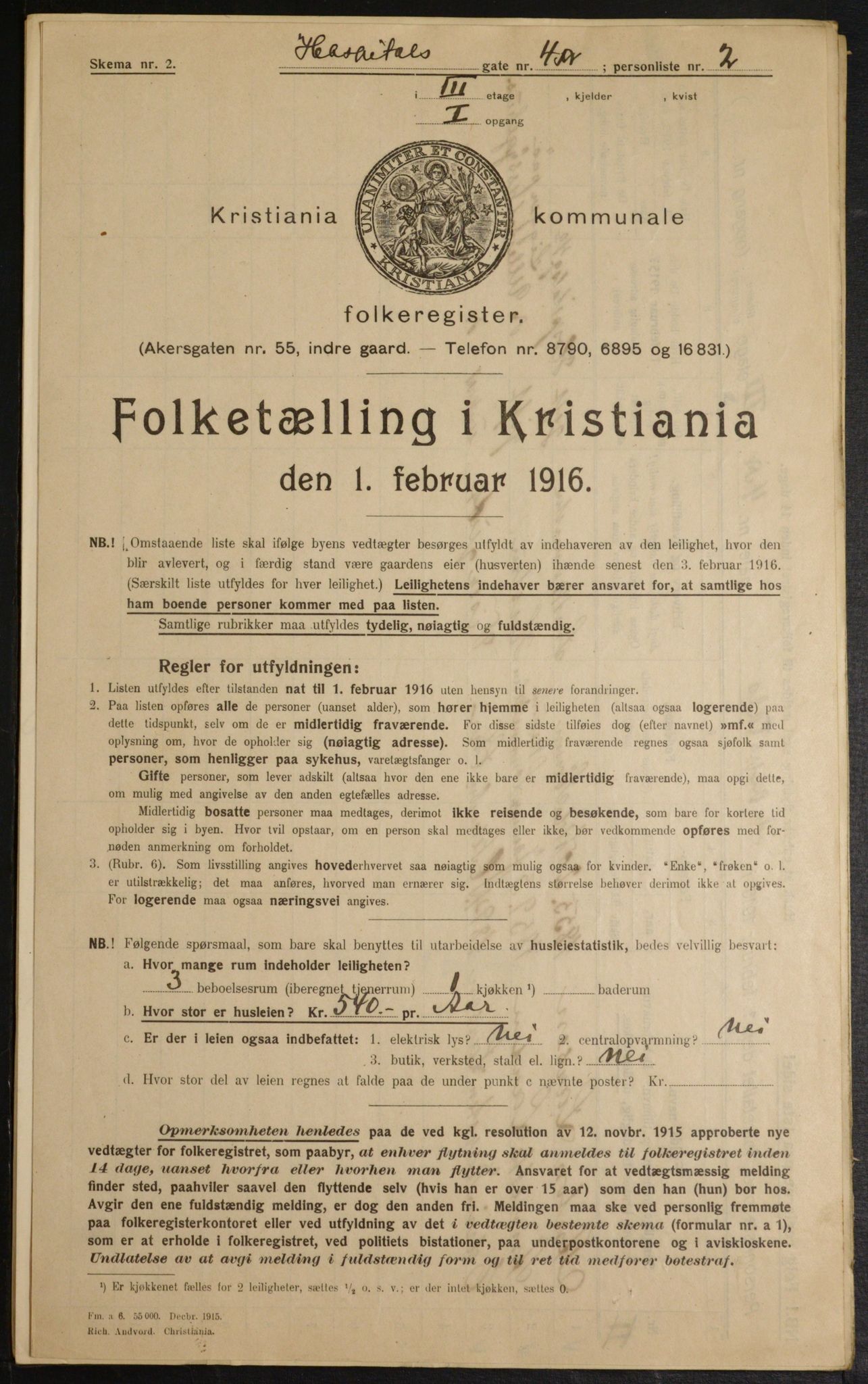 OBA, Municipal Census 1916 for Kristiania, 1916, p. 42101