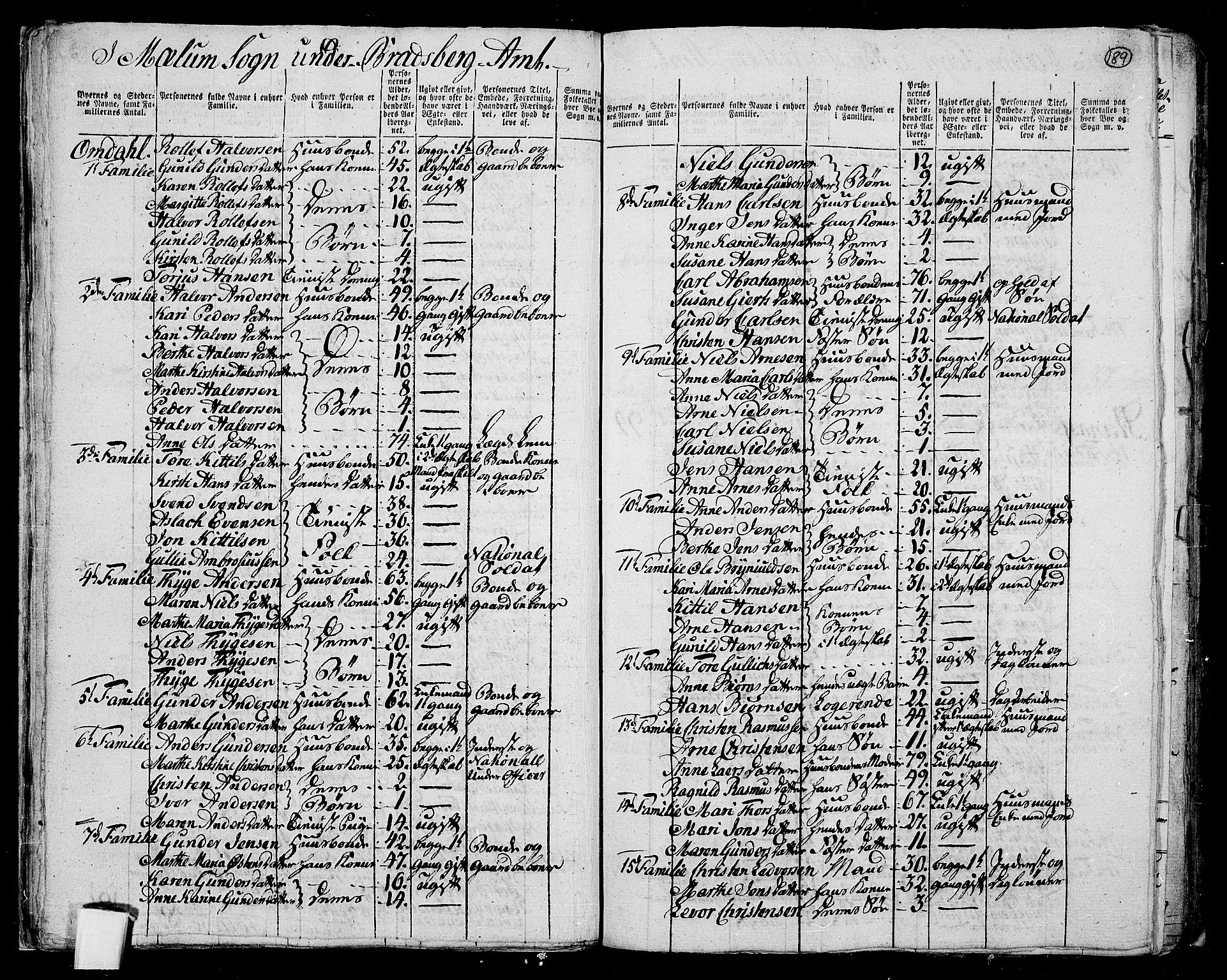 RA, 1801 census for 0818P Solum, 1801, p. 188b-189a