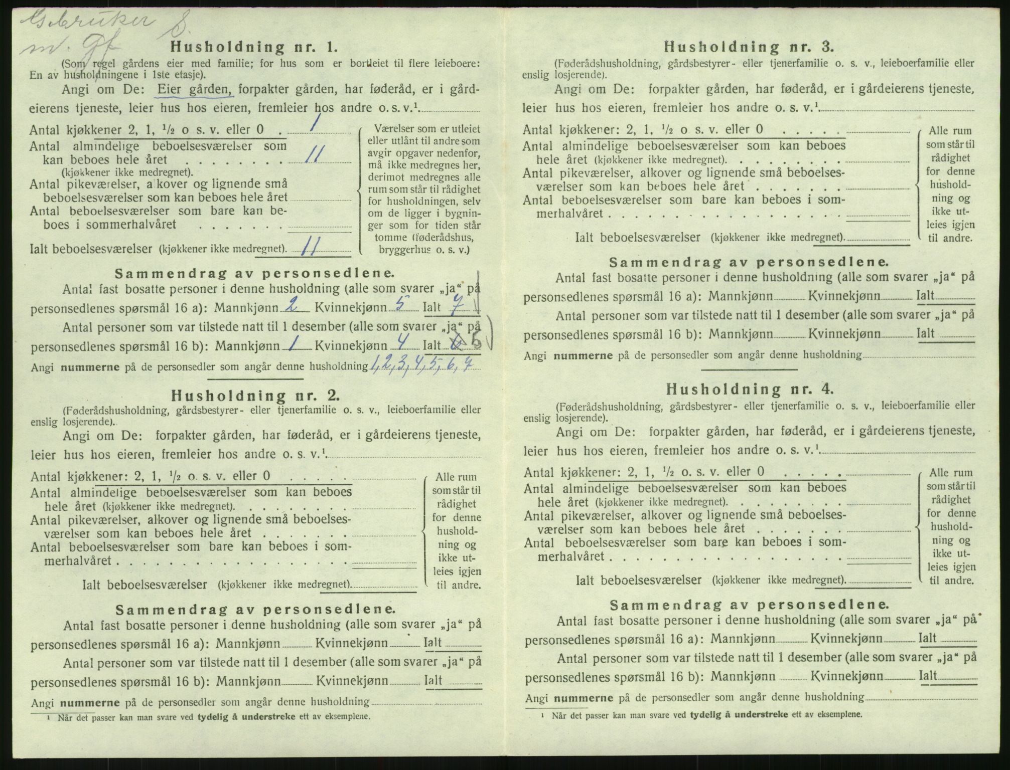 SAK, 1920 census for Vegusdal, 1920, p. 160