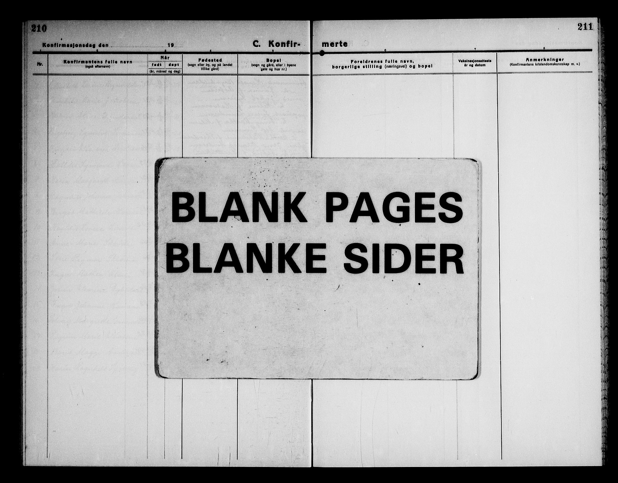 Tune prestekontor Kirkebøker, SAO/A-2007/G/Gc/L0002: Parish register (copy) no. III 2, 1931-1945, p. 210-211