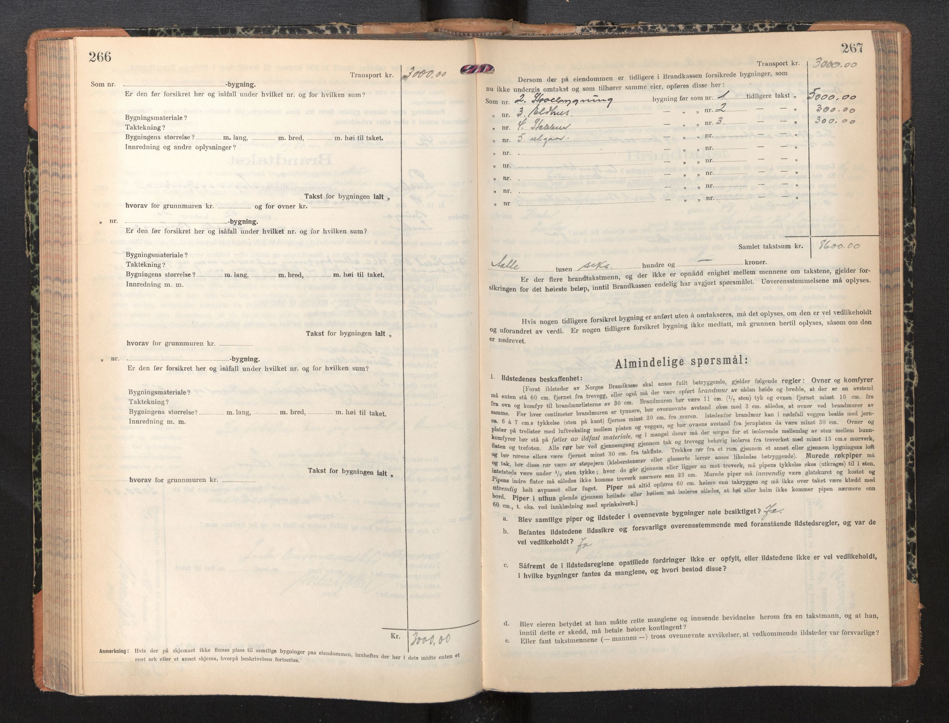 Lensmannen i Luster, SAB/A-29301/0012/L0008: Branntakstprotokoll, skjematakst, 1935-1949, p. 266-267