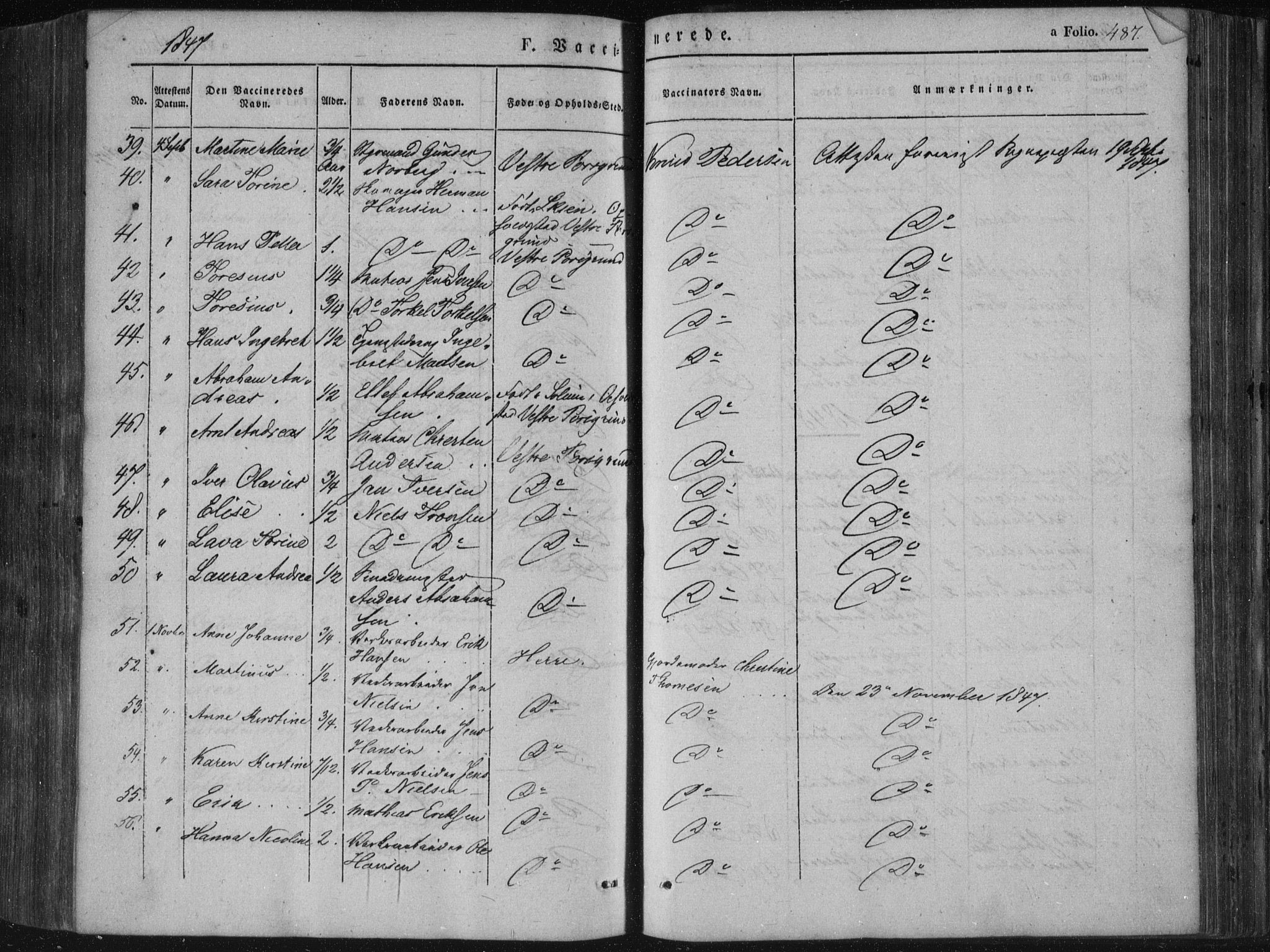 Porsgrunn kirkebøker , AV/SAKO-A-104/F/Fa/L0006: Parish register (official) no. 6, 1841-1857, p. 487