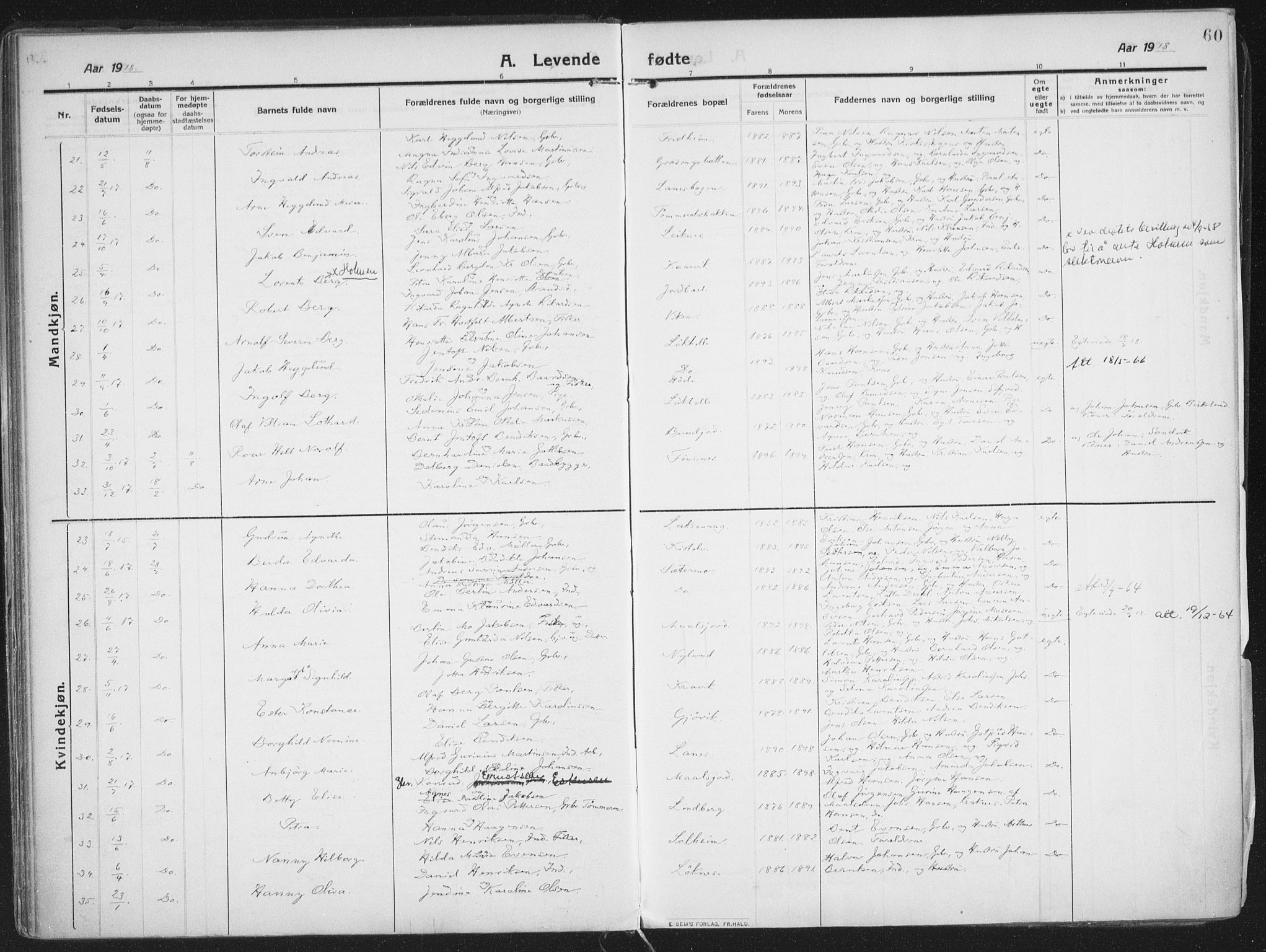 Lenvik sokneprestembete, AV/SATØ-S-1310/H/Ha/Haa/L0016kirke: Parish register (official) no. 16, 1910-1924, p. 60