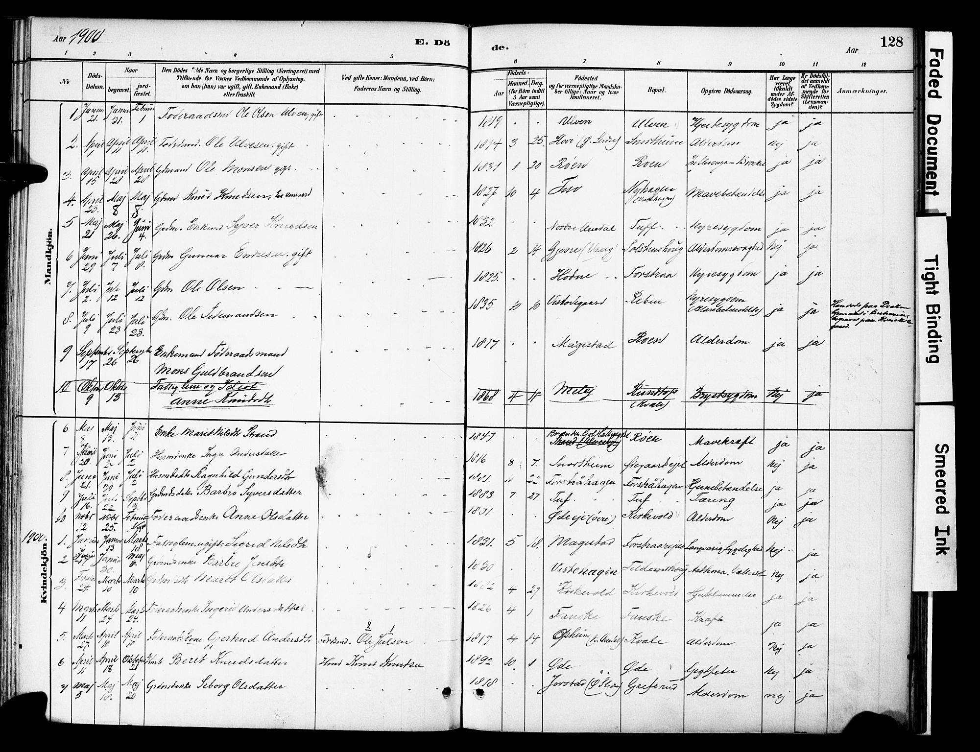 Vestre Slidre prestekontor, SAH/PREST-136/H/Ha/Haa/L0006: Parish register (official) no. 6, 1881-1912, p. 128