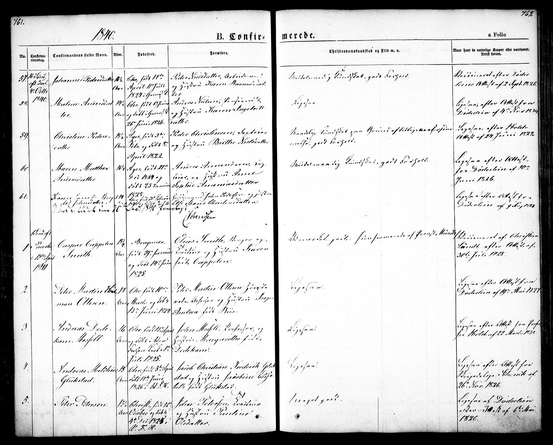 Oslo domkirke Kirkebøker, SAO/A-10752/F/Fa/L0012: Parish register (official) no. 12, 1837-1845, p. 761-762