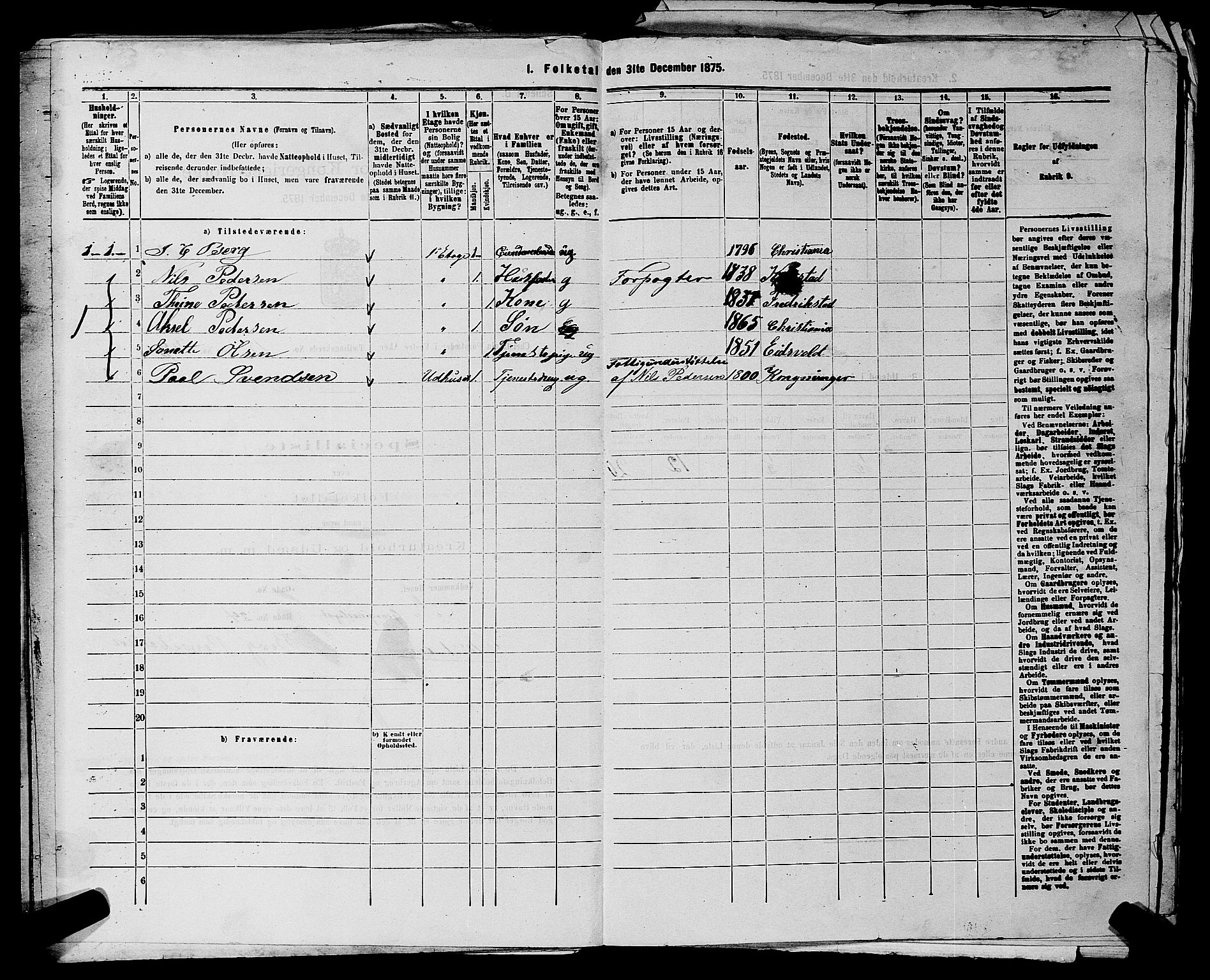 RA, 1875 census for 0218aP Vestre Aker, 1875, p. 2677