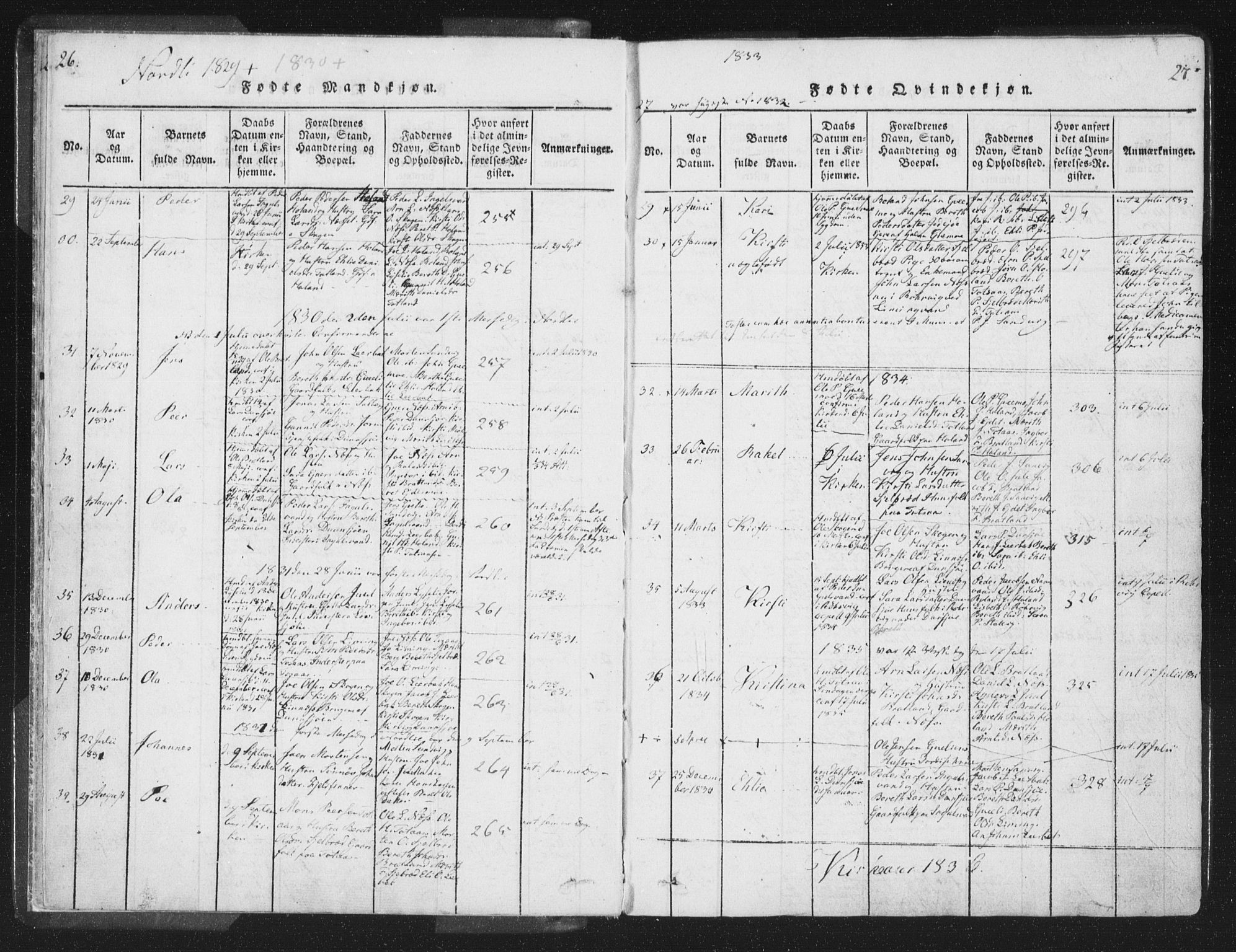 Ministerialprotokoller, klokkerbøker og fødselsregistre - Nord-Trøndelag, SAT/A-1458/755/L0491: Parish register (official) no. 755A01 /1, 1817-1864, p. 26-27